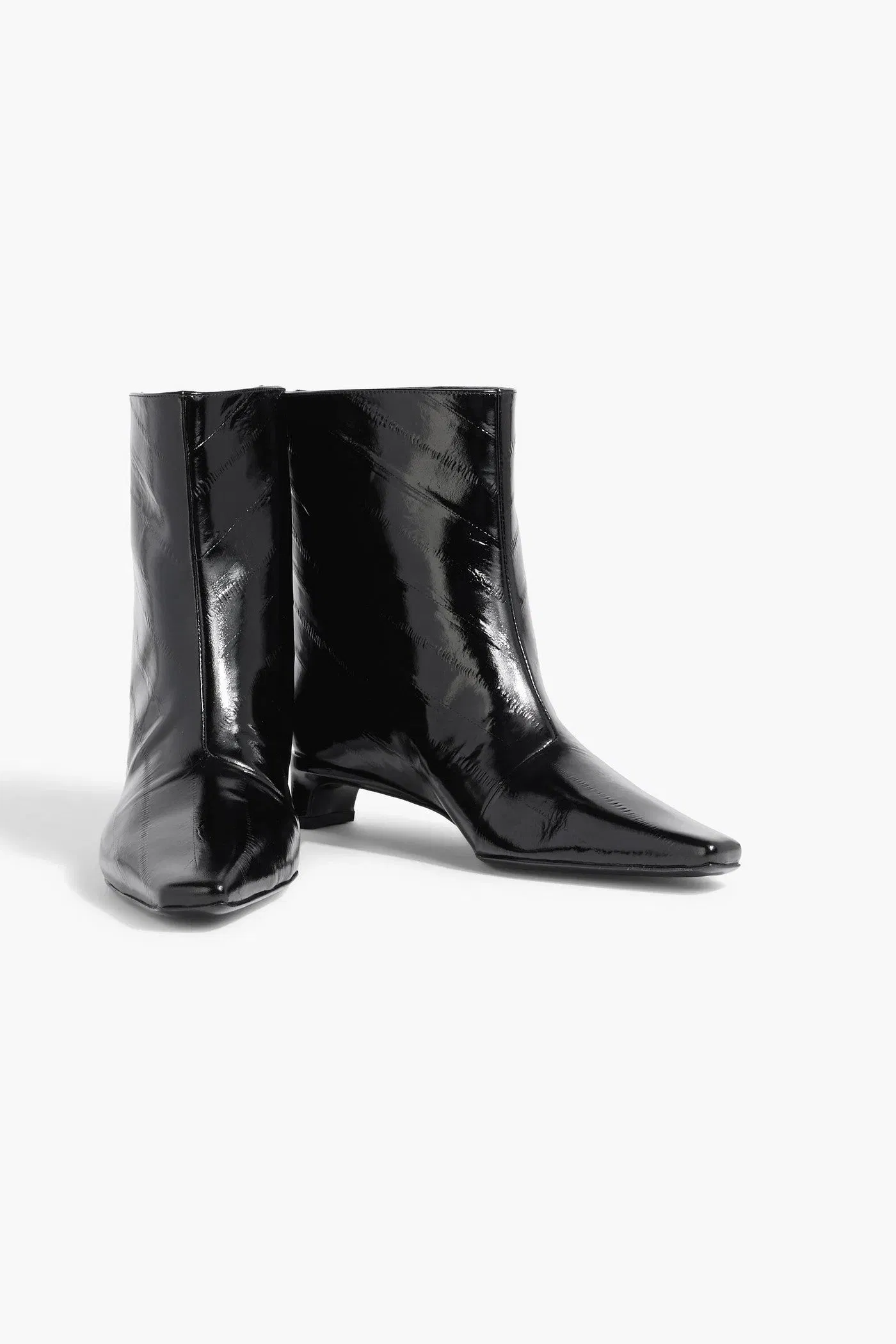 Loulou De Saison Iman Patent-Leather Ankle Boots Black Women's
