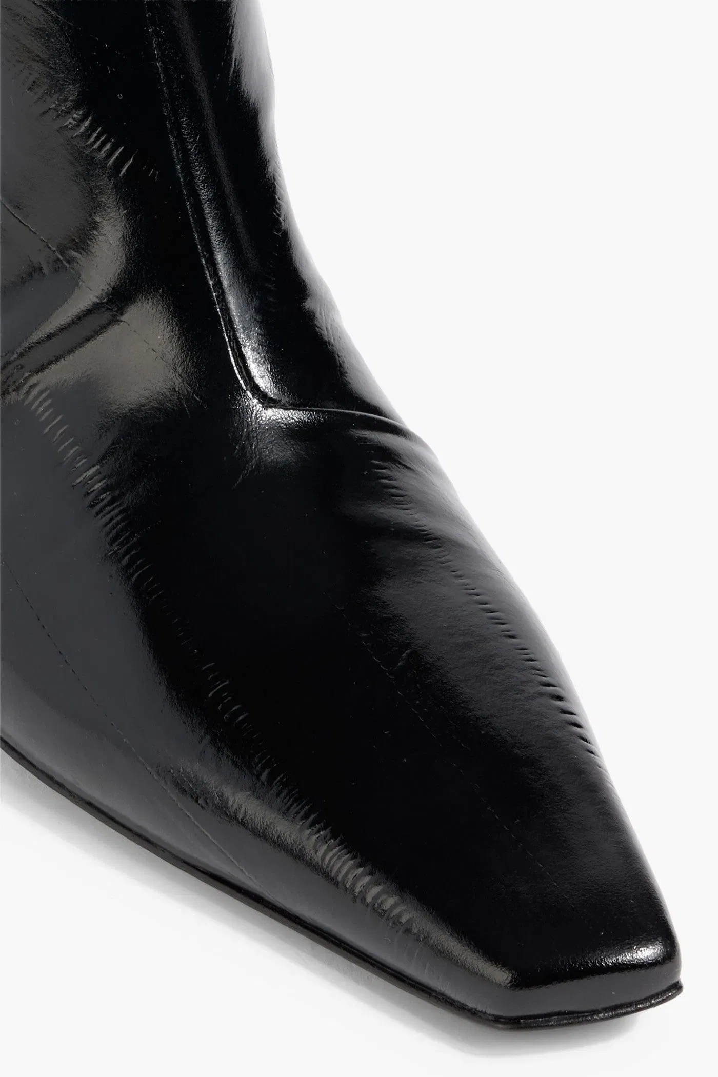 Loulou De Saison Iman Patent-Leather Ankle Boots Black Women's