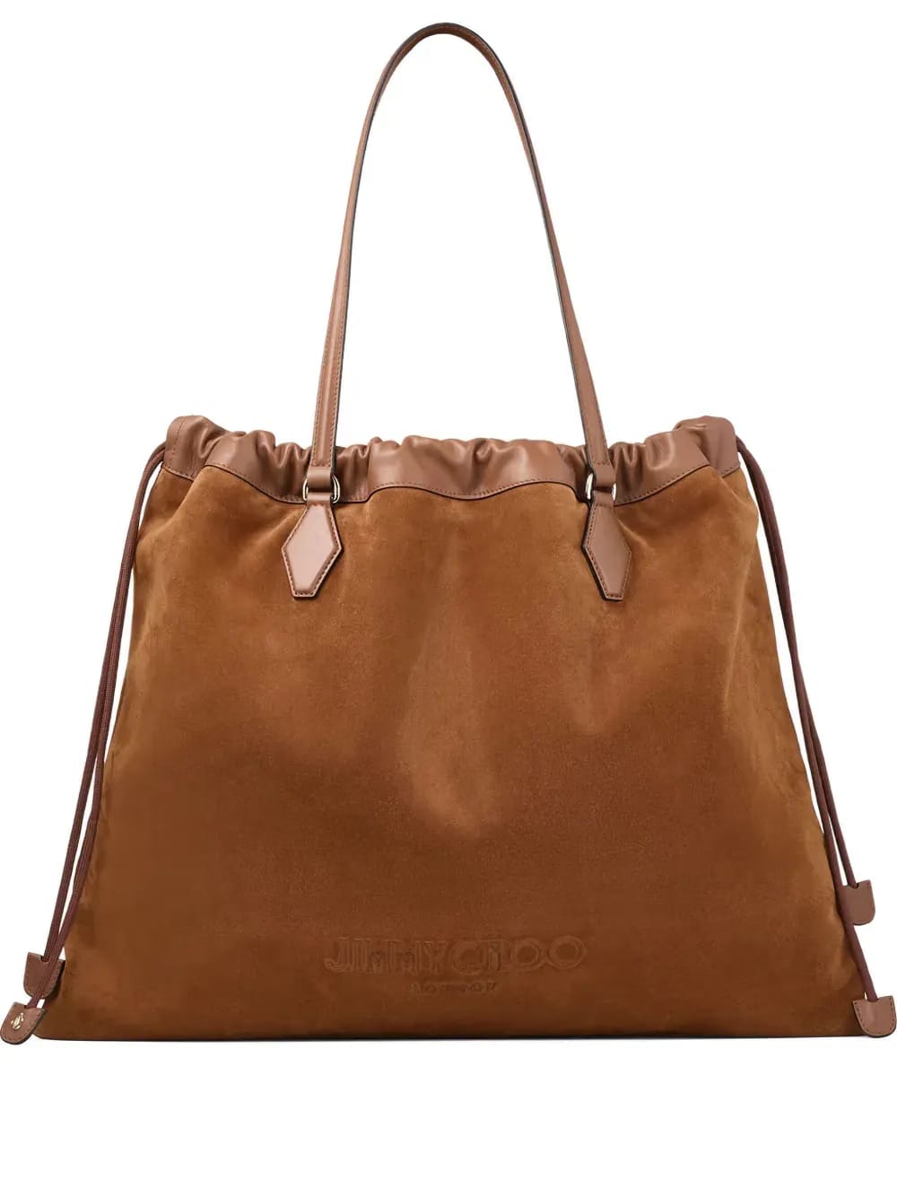 Drawstring suede tote bag