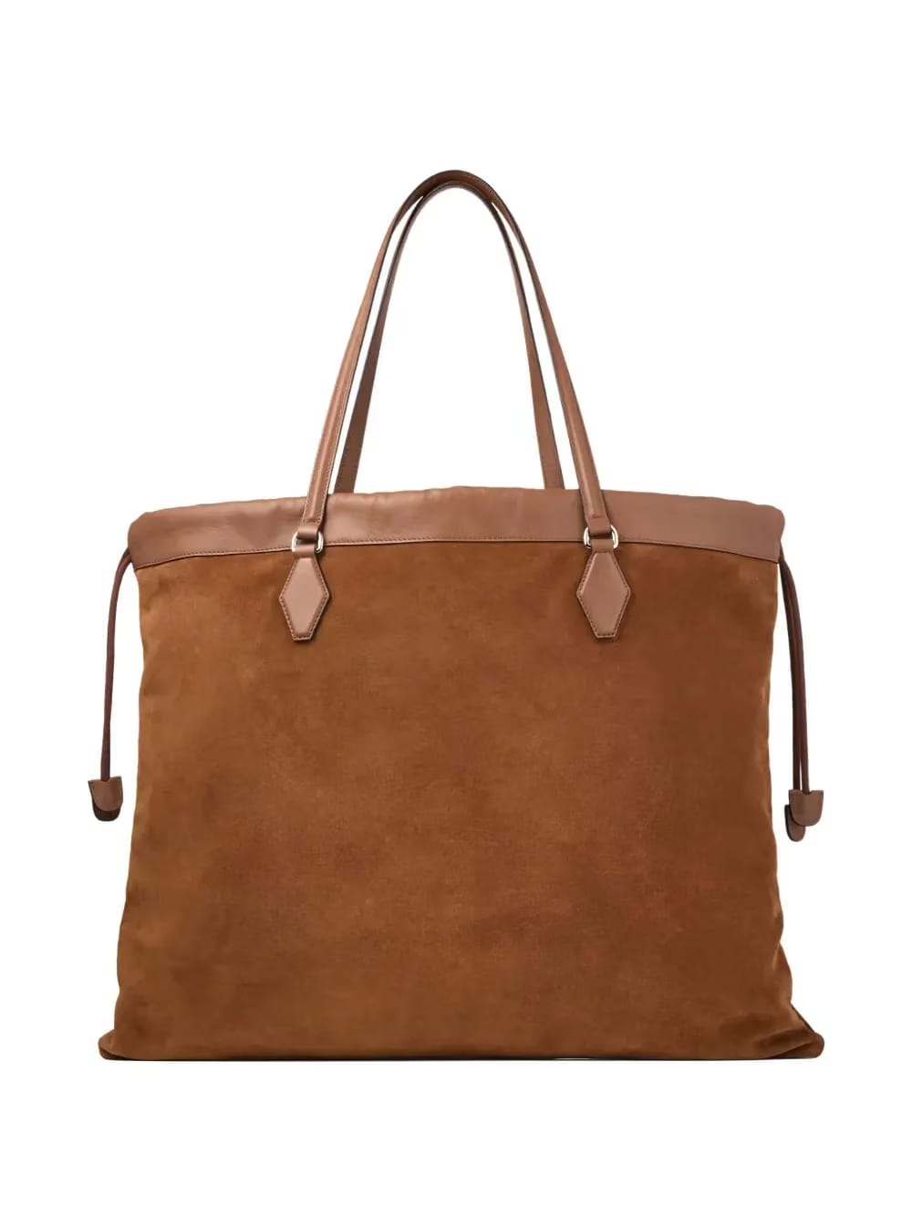 Drawstring suede tote bag