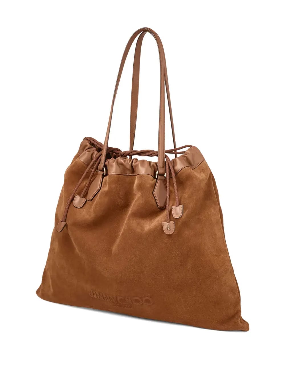 Drawstring suede tote bag