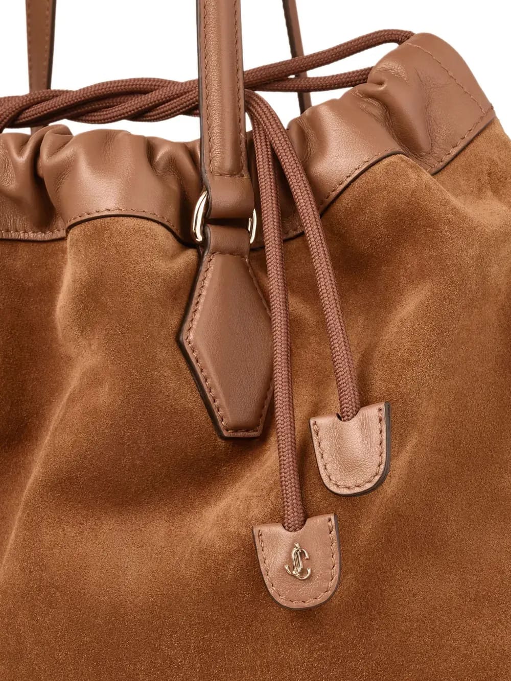 Drawstring suede tote bag