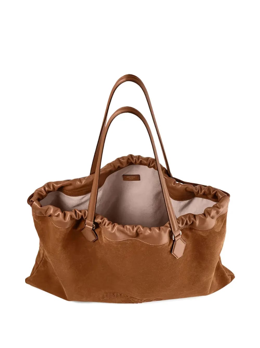 Drawstring suede tote bag