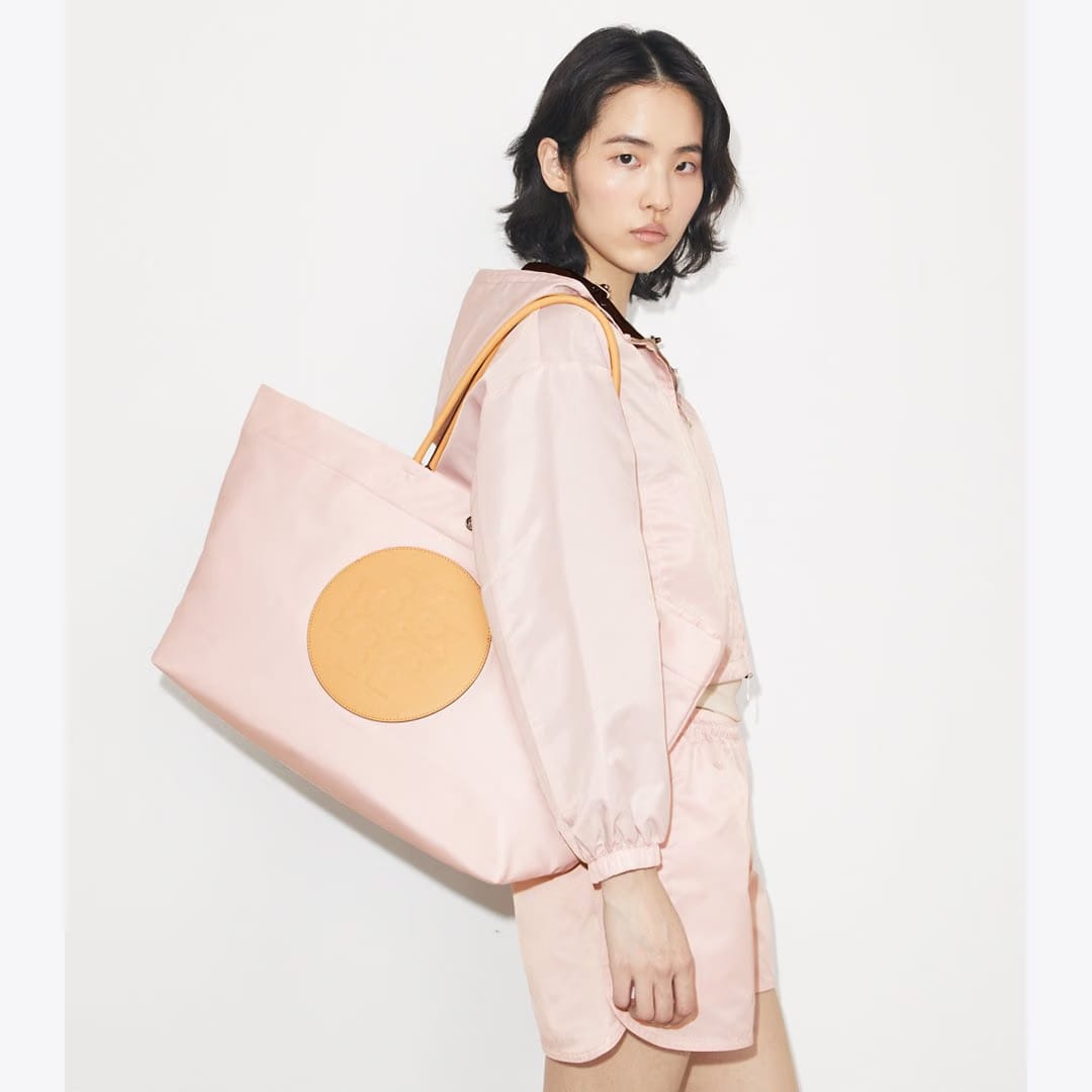 Tory Burch Ella Twist Reversible Tote Rose