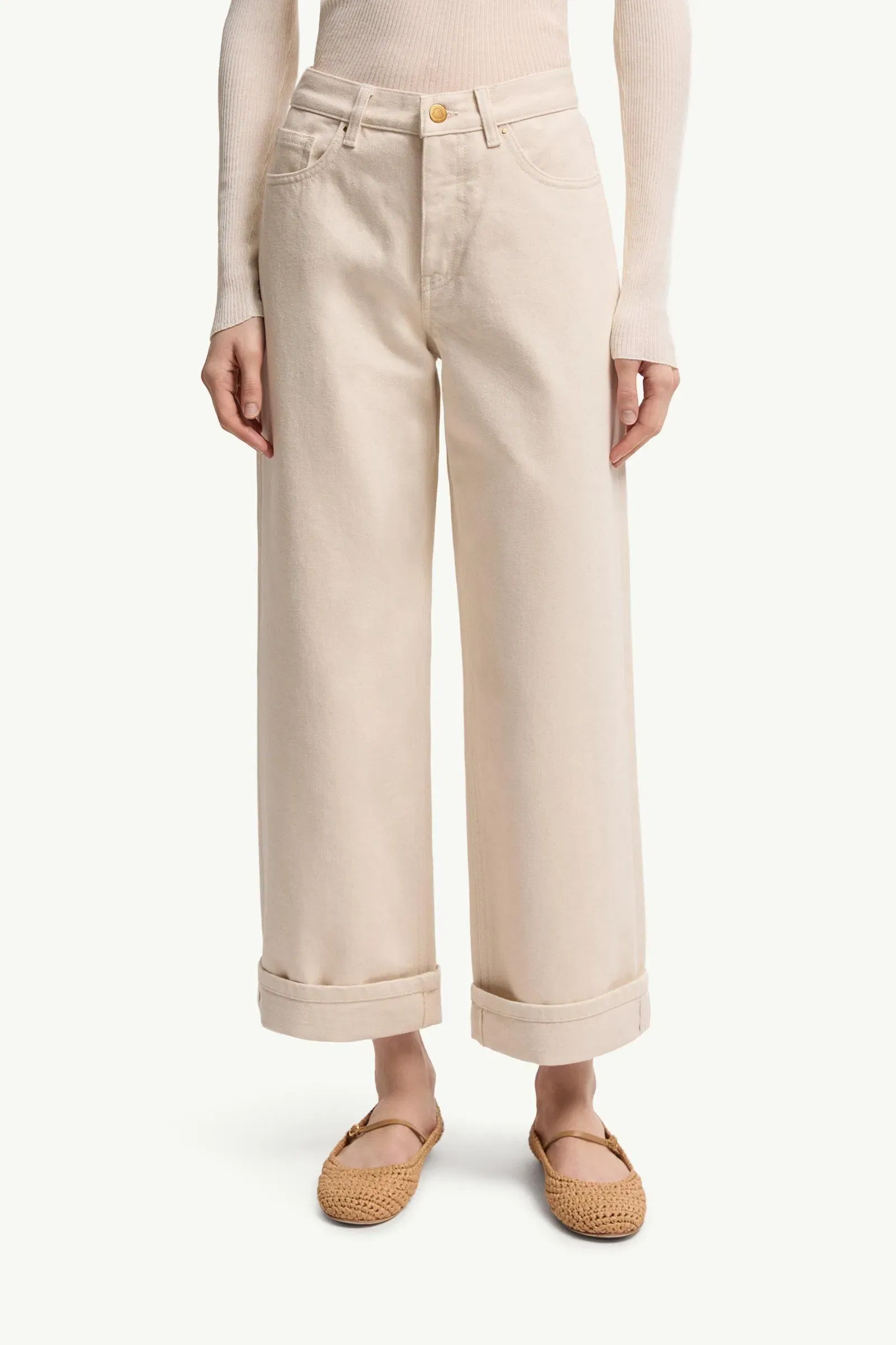 Moncler Cropped Jeans White Ivory White Ivory