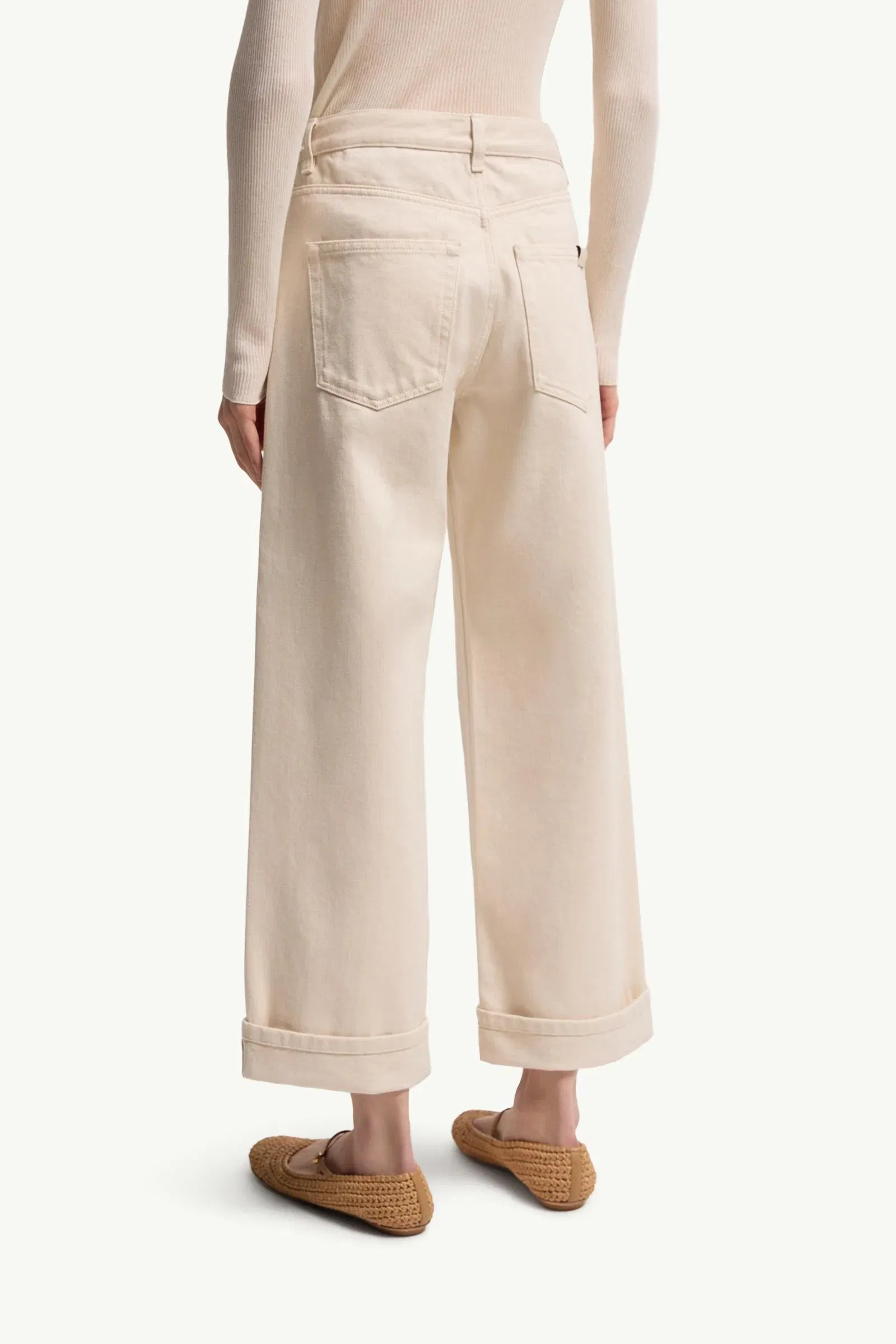 Moncler Cropped Jeans White Ivory White Ivory