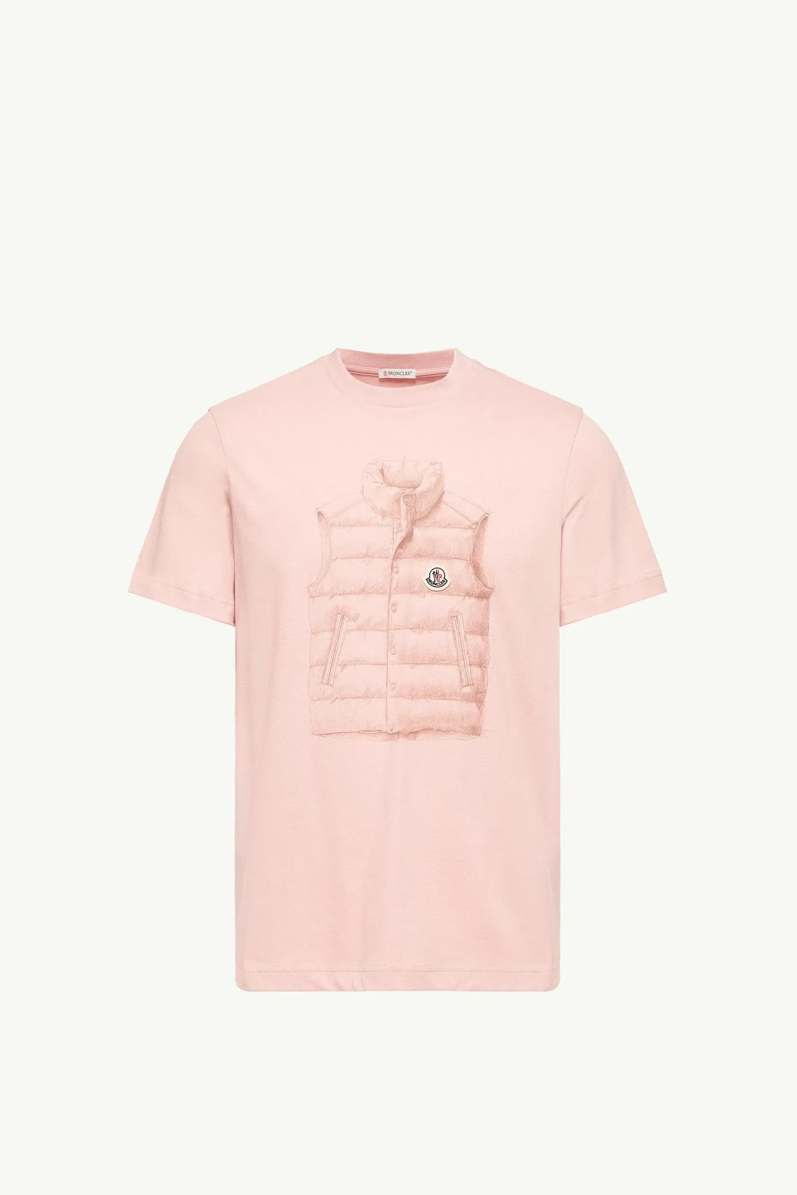 Moncler Down Jacket Print Cotton T-Shirt Pink Pink