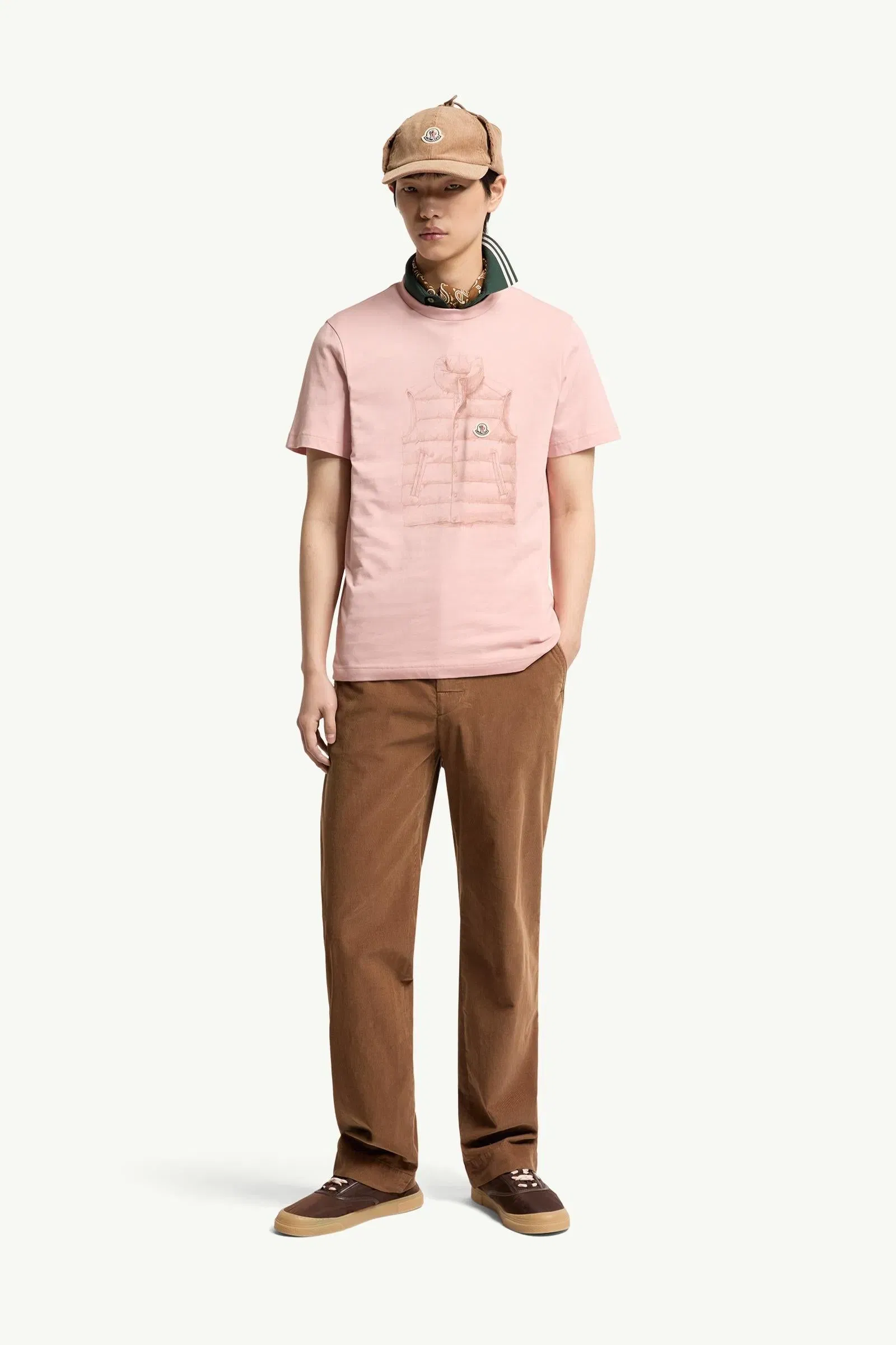 Moncler Down Jacket Print Cotton T-Shirt Pink Pink