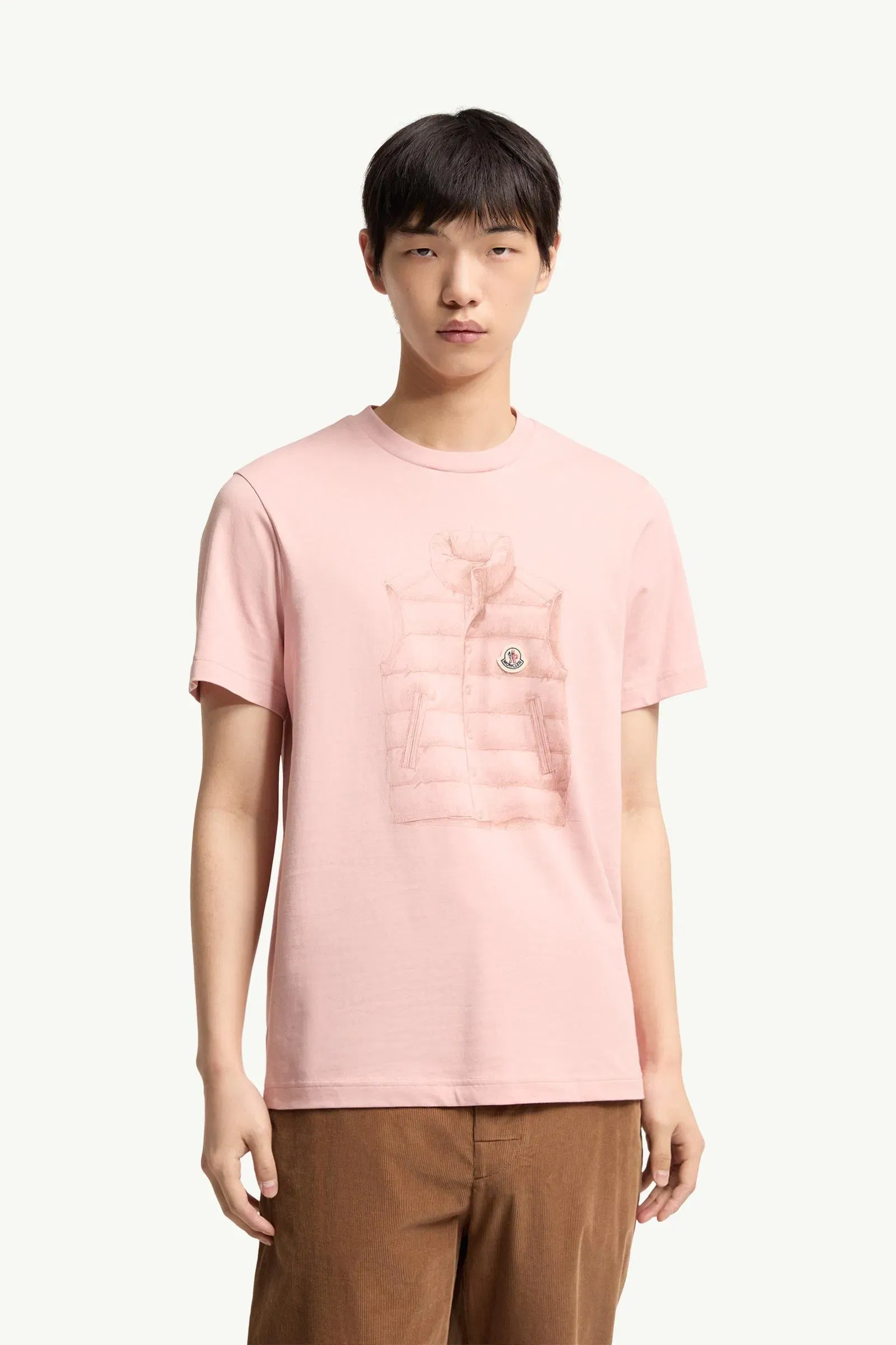 Moncler Down Jacket Print Cotton T-Shirt Pink Pink