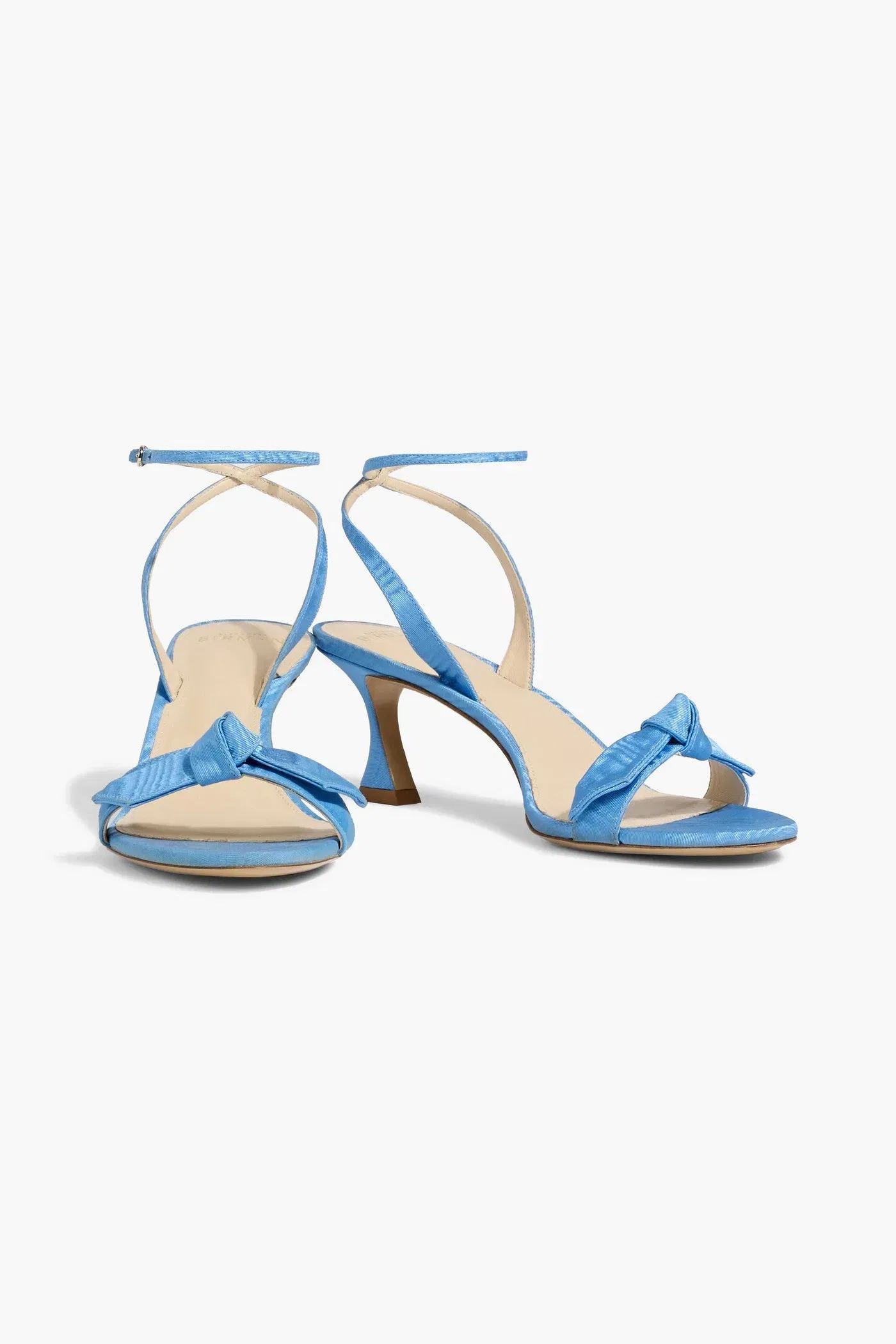 Alexandre Birman Clarita Bell 60 Bow-Detailed Moire Sandals Light Blue Women's