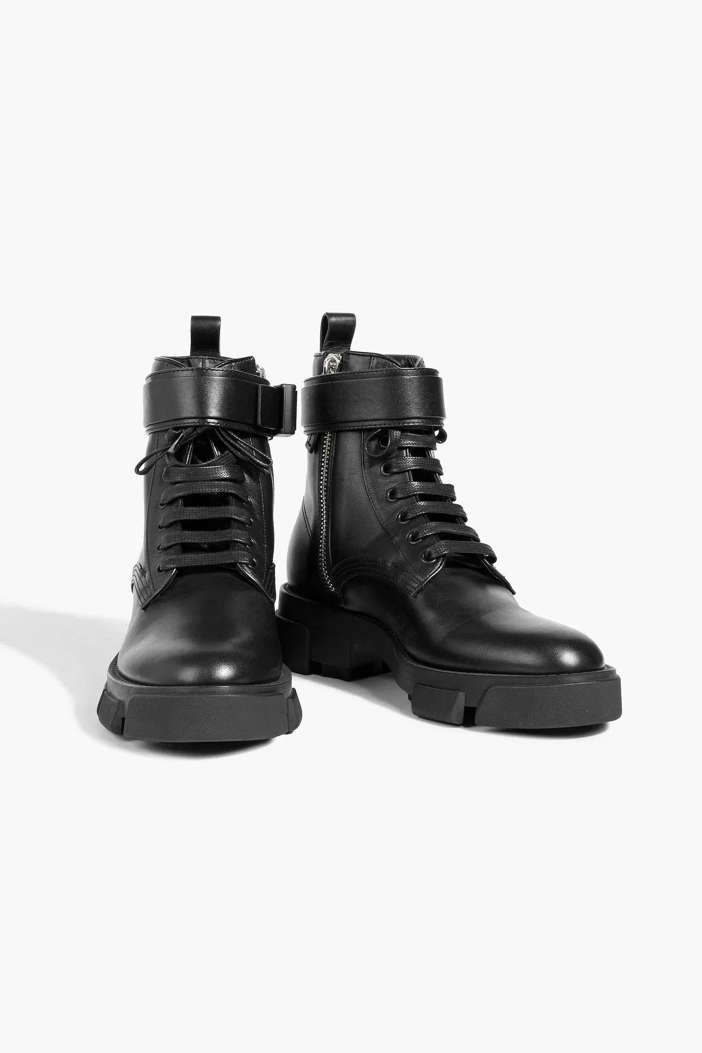 Givenchy Logo-Embellished Leather Combat Boots Black Women's