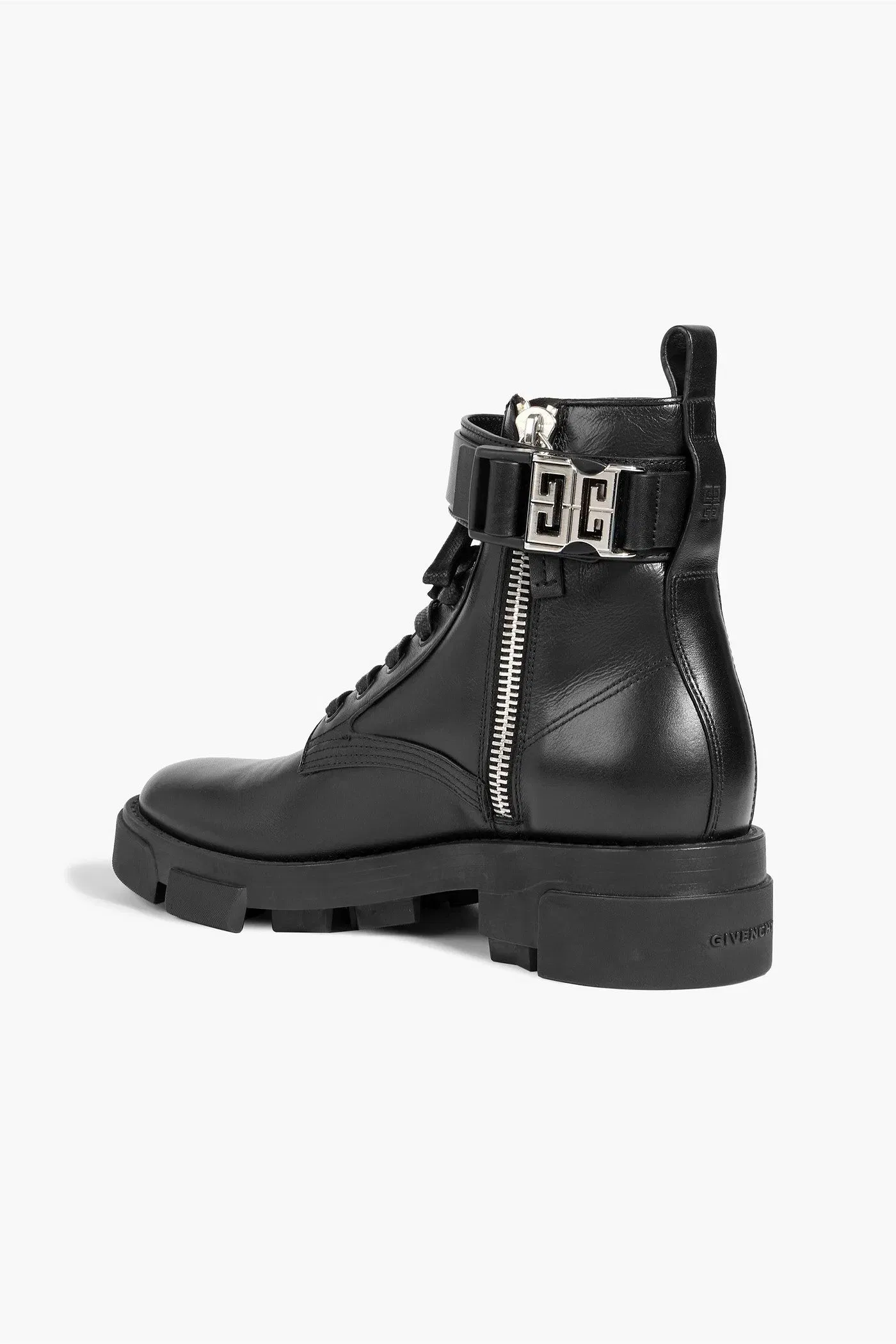 Givenchy Logo-Embellished Leather Combat Boots Black Women's