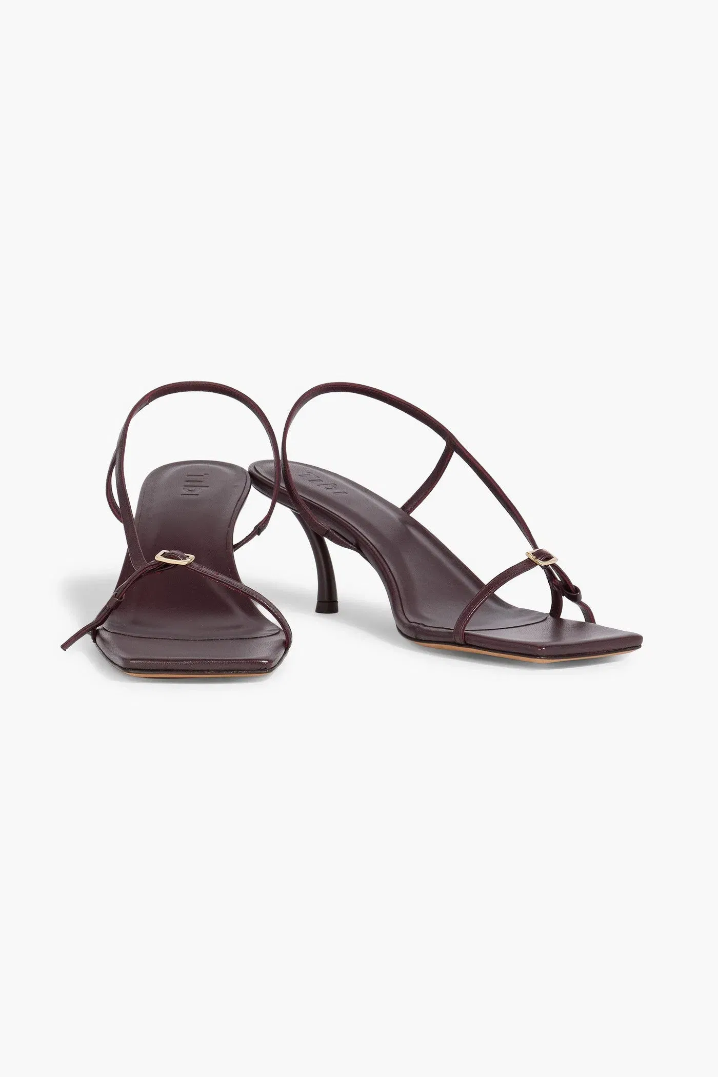 Tibi Kendrick Leather Slingback Sandals Burgundy Women's