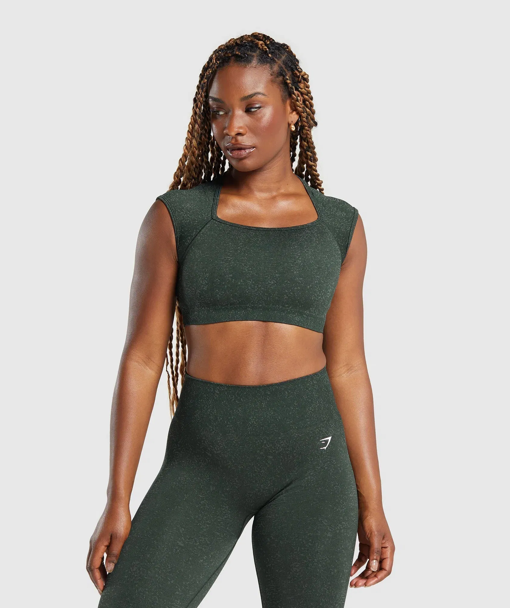 Women's Gymshark Adapt Fleck Seamless Crop Top Victory Green