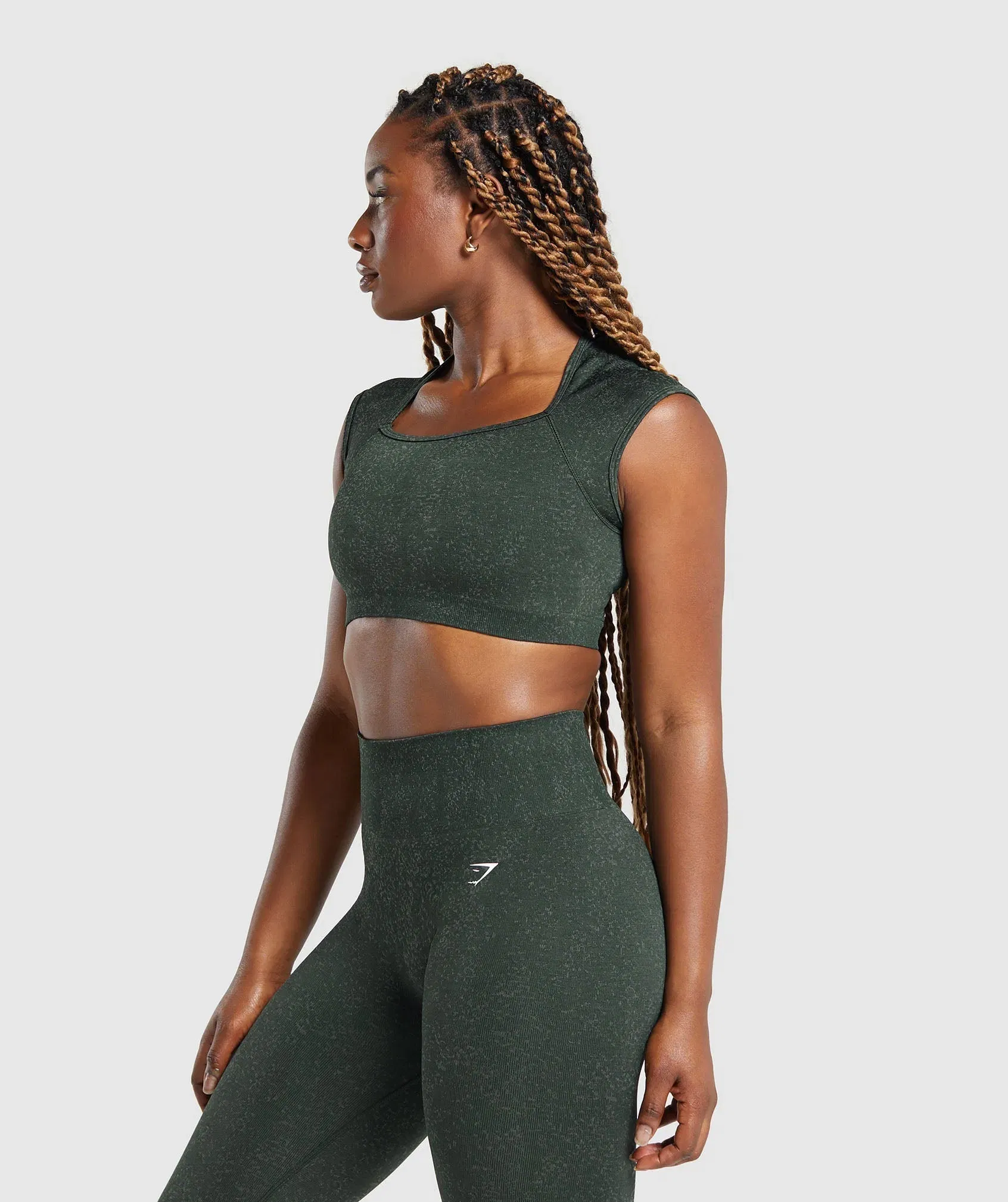 Women's Gymshark Adapt Fleck Seamless Crop Top Victory Green