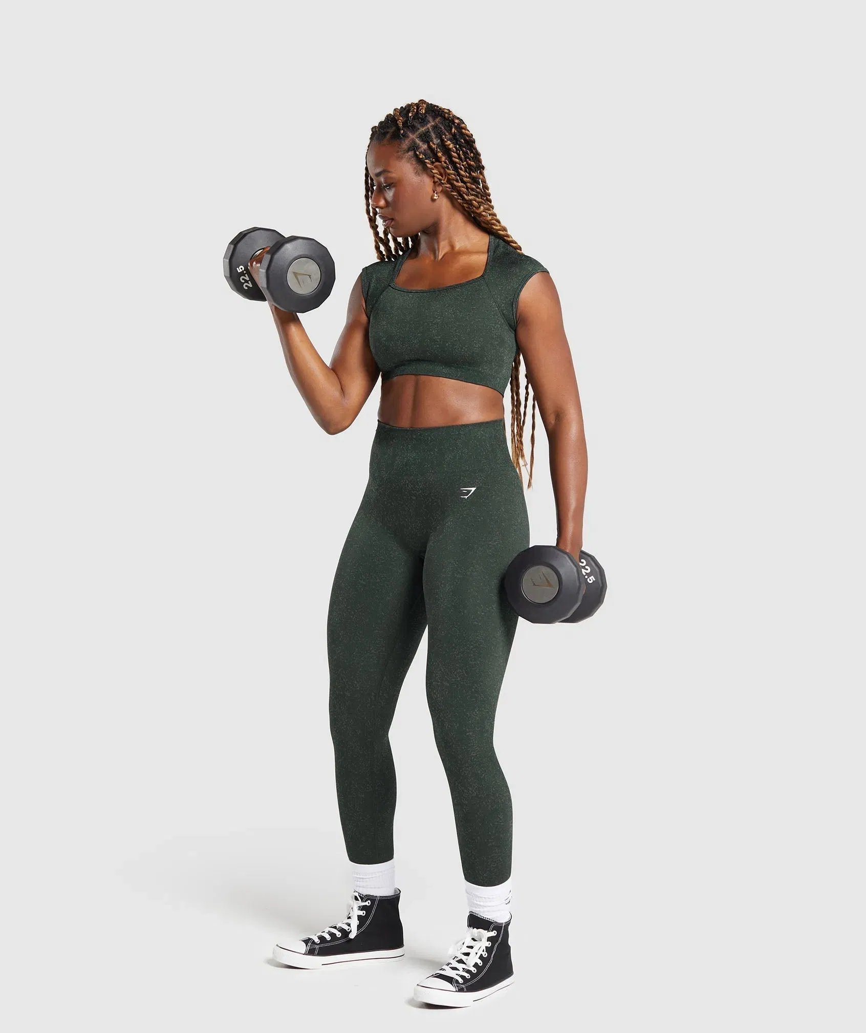 Women's Gymshark Adapt Fleck Seamless Crop Top Victory Green