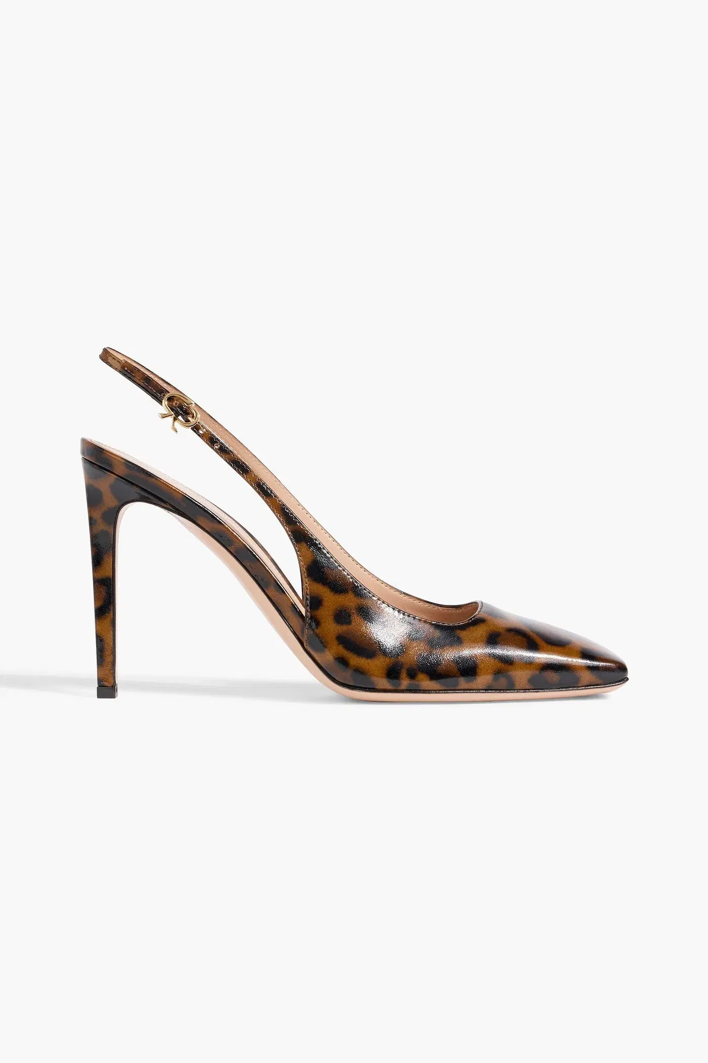 Gianvito Rossi Christina Leopard-Print Glossed-Leather Slingback Pumps Animal Print Women's