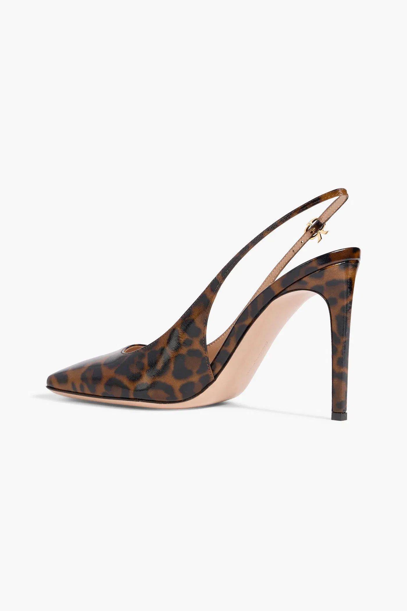 Gianvito Rossi Christina Leopard-Print Glossed-Leather Slingback Pumps Animal Print Women's