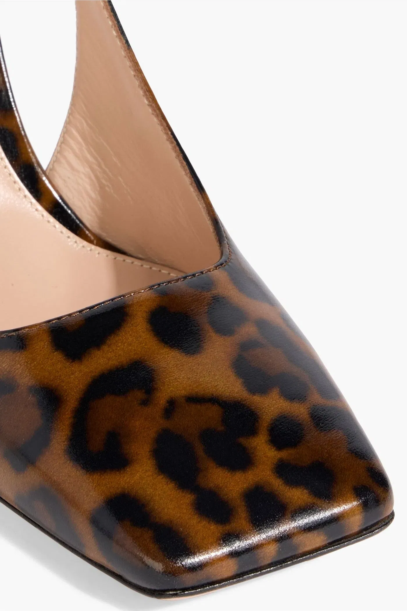 Gianvito Rossi Christina Leopard-Print Glossed-Leather Slingback Pumps Animal Print Women's