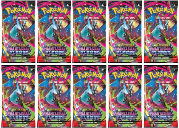 2025 Pokemon Mega Evolution Phantasmal Flames Mega Charizard X Booster Pack 10X Lot