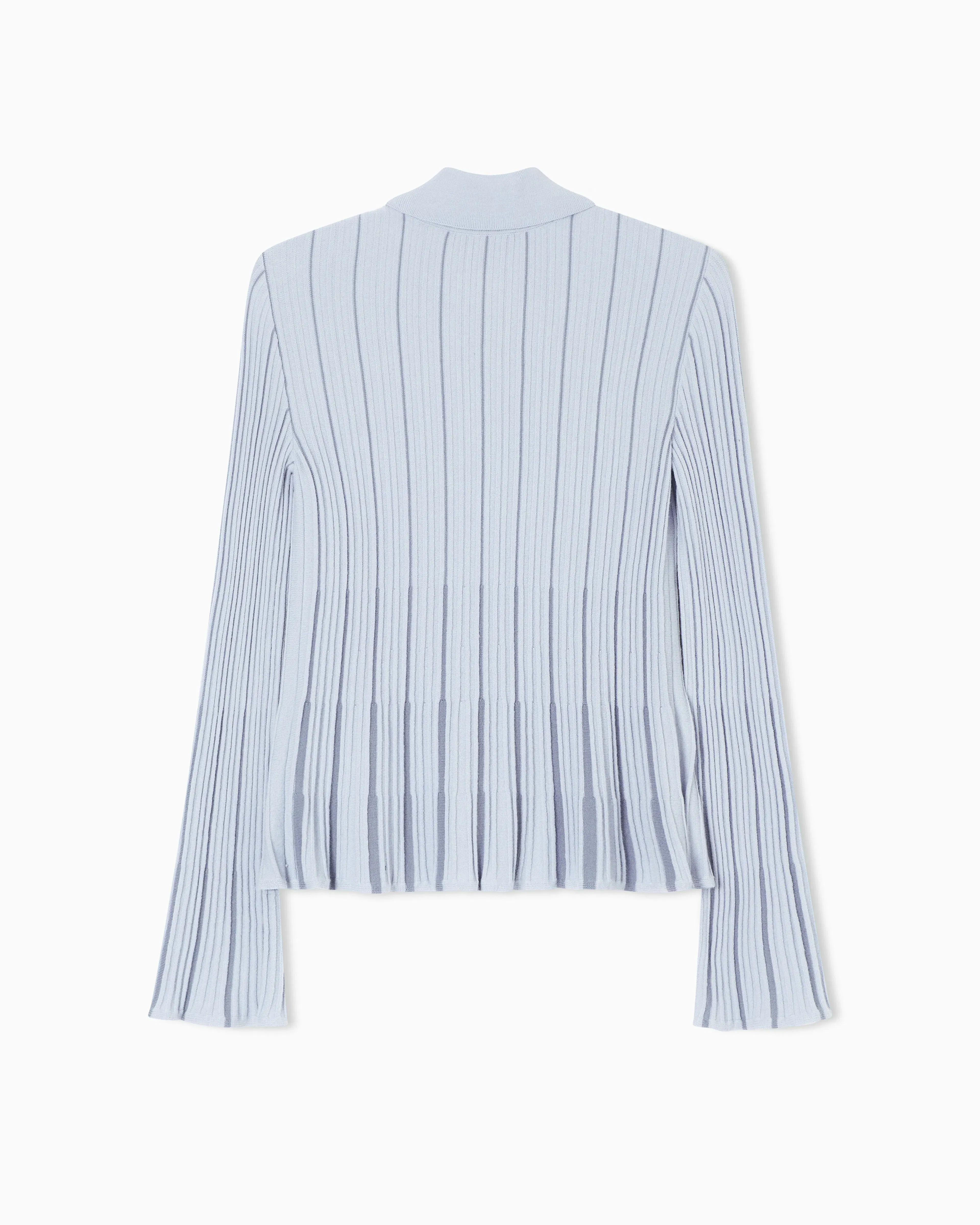 Emporio Armani Classic-collar cardigan in plated rib knit