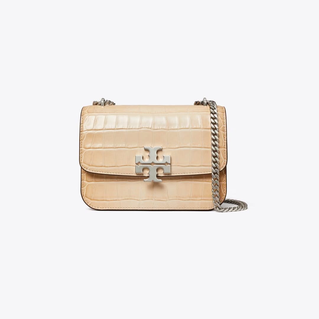 Tory Burch Small Eleanor Croc-Embossed Bag Pale Blush