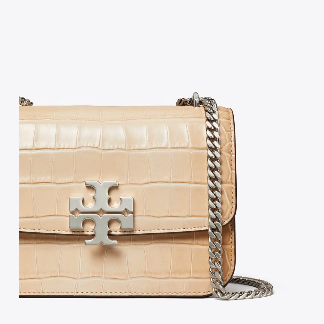 Tory Burch Small Eleanor Croc-Embossed Bag Pale Blush