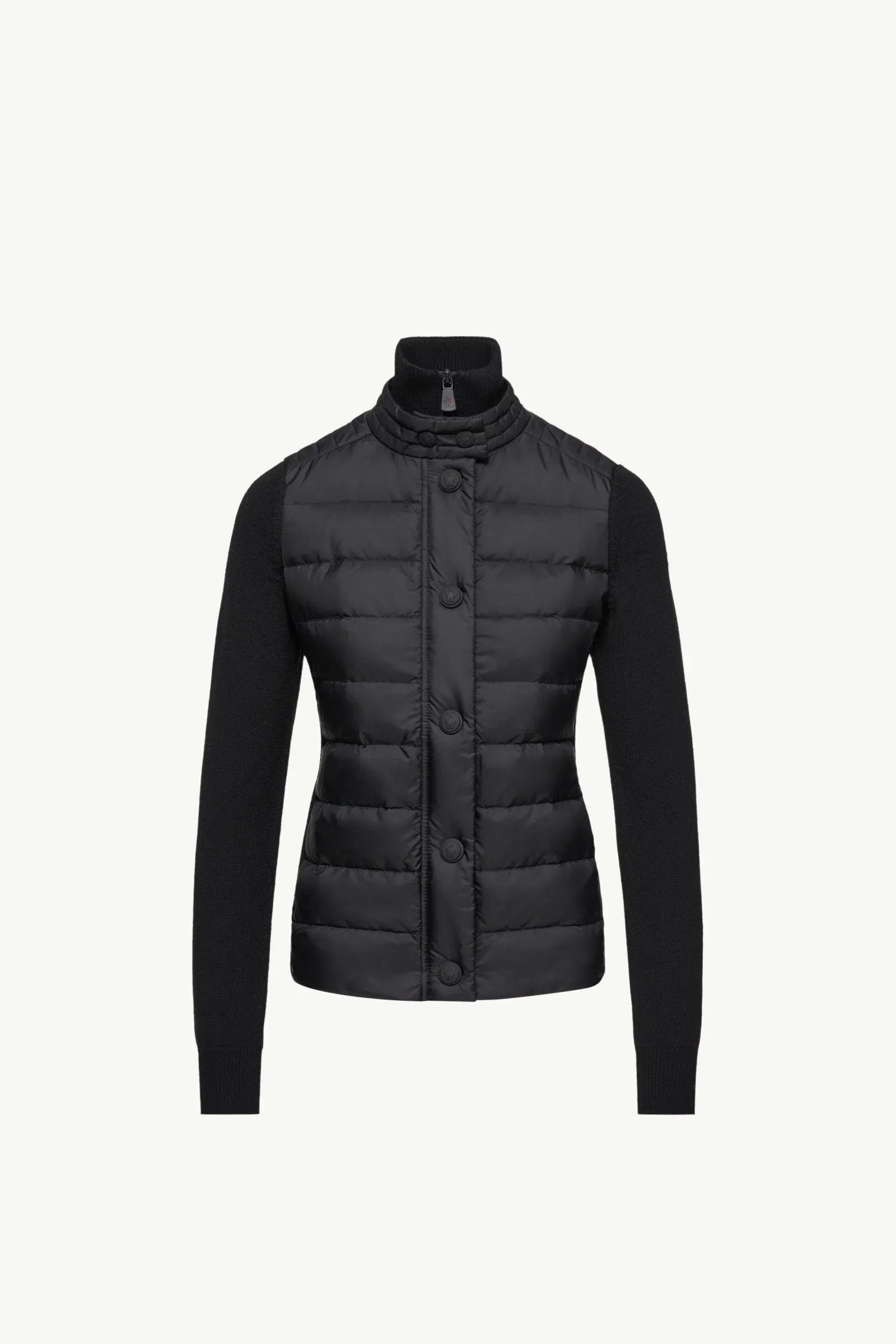 Moncler Padded Wool Blend Cardigan Black Black