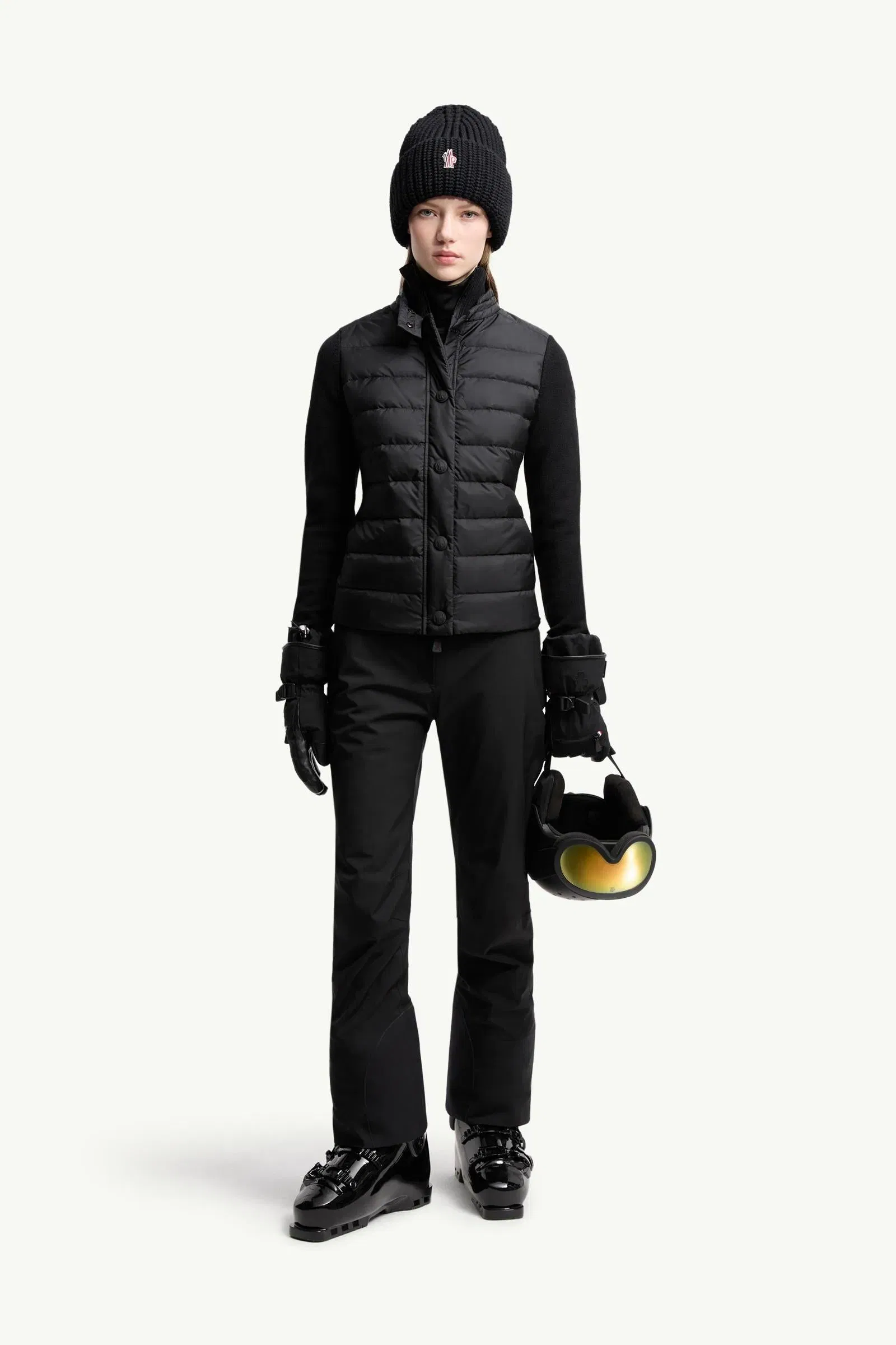 Moncler Padded Wool Blend Cardigan Black Black