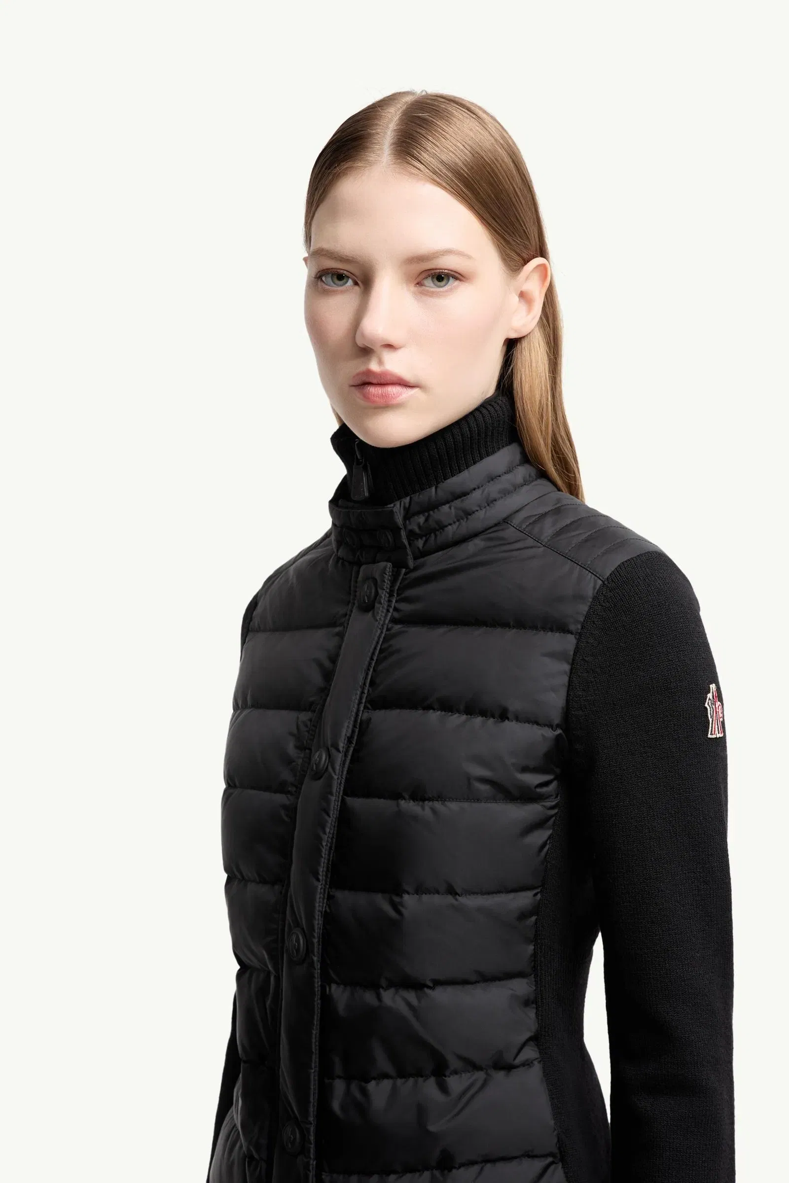 Moncler Padded Wool Blend Cardigan Black Black