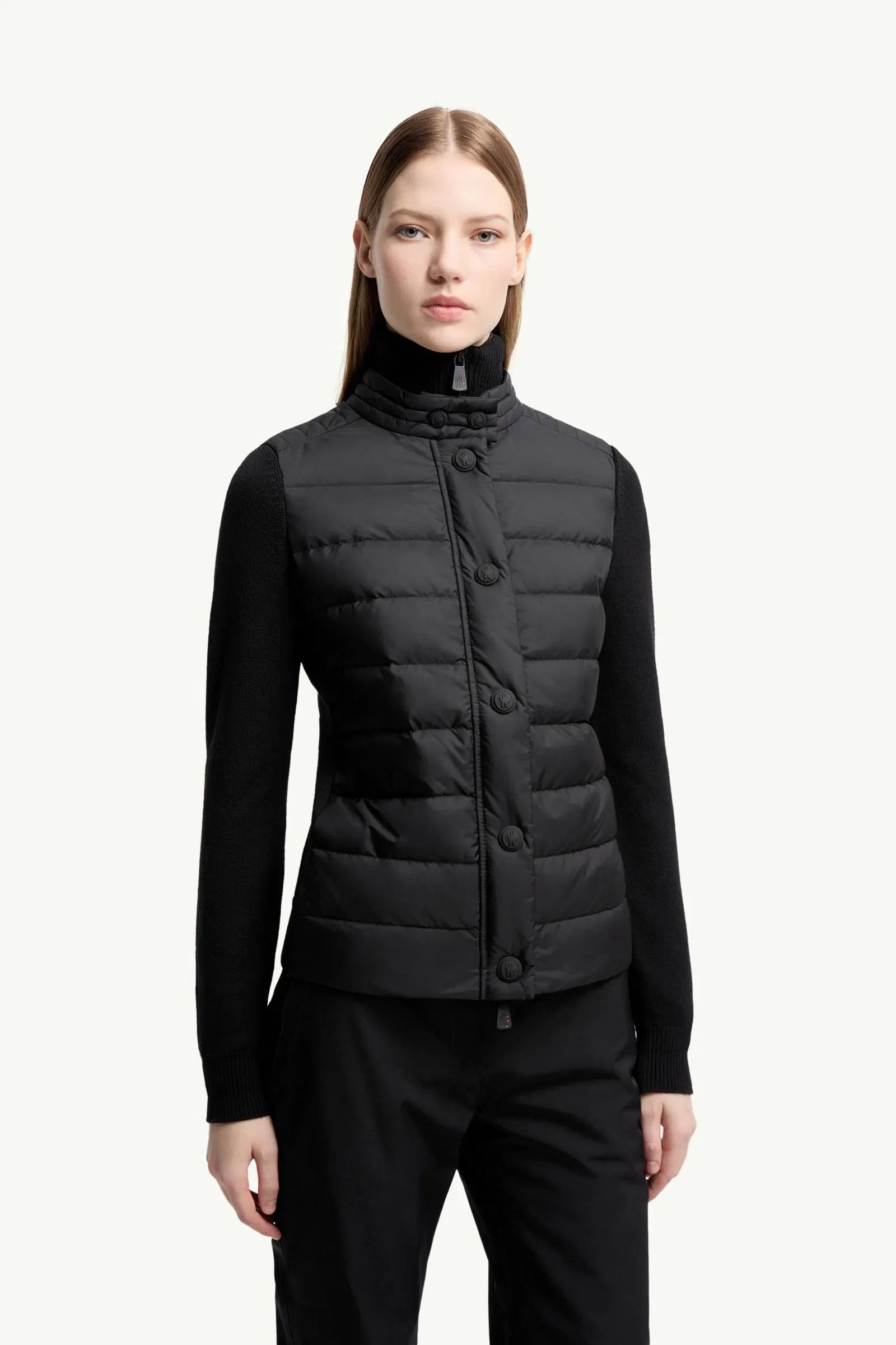 Moncler Padded Wool Blend Cardigan Black Black