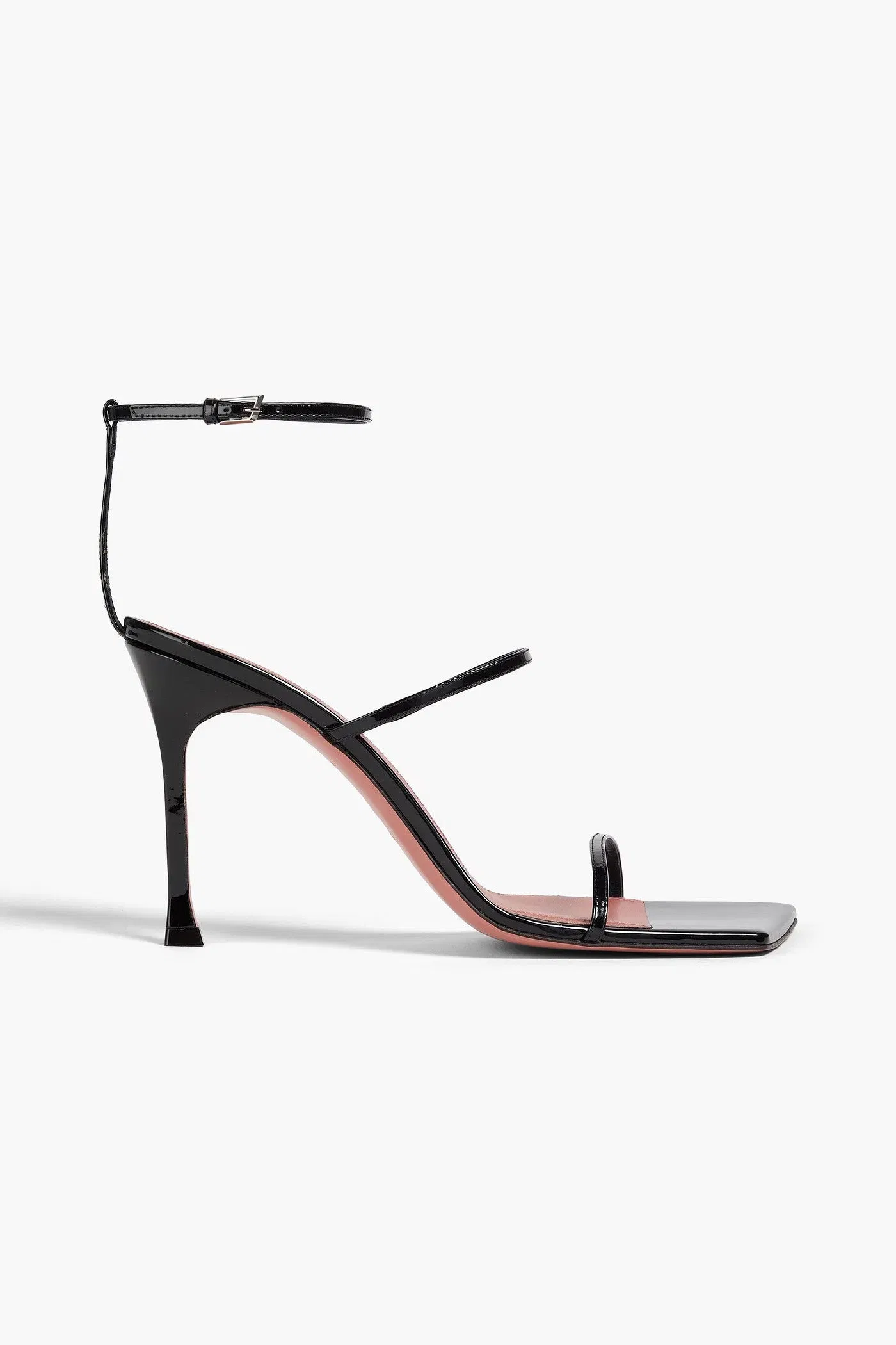 Amina Muaddi Maya Patent-Leather Sandals Black Women's