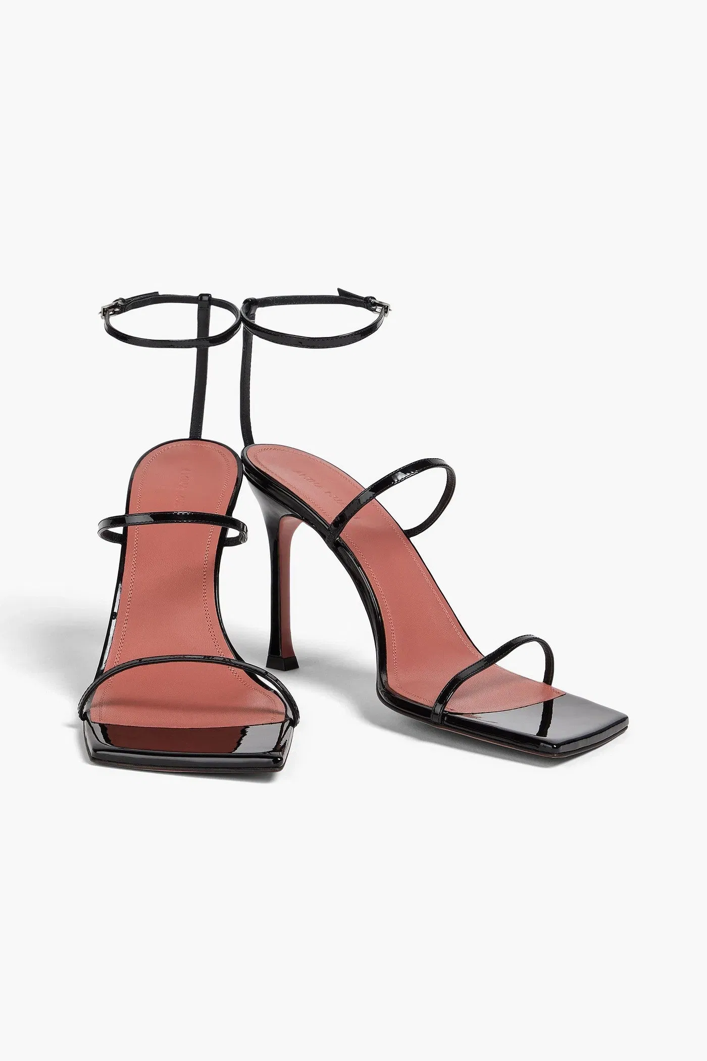 Amina Muaddi Maya Patent-Leather Sandals Black Women's
