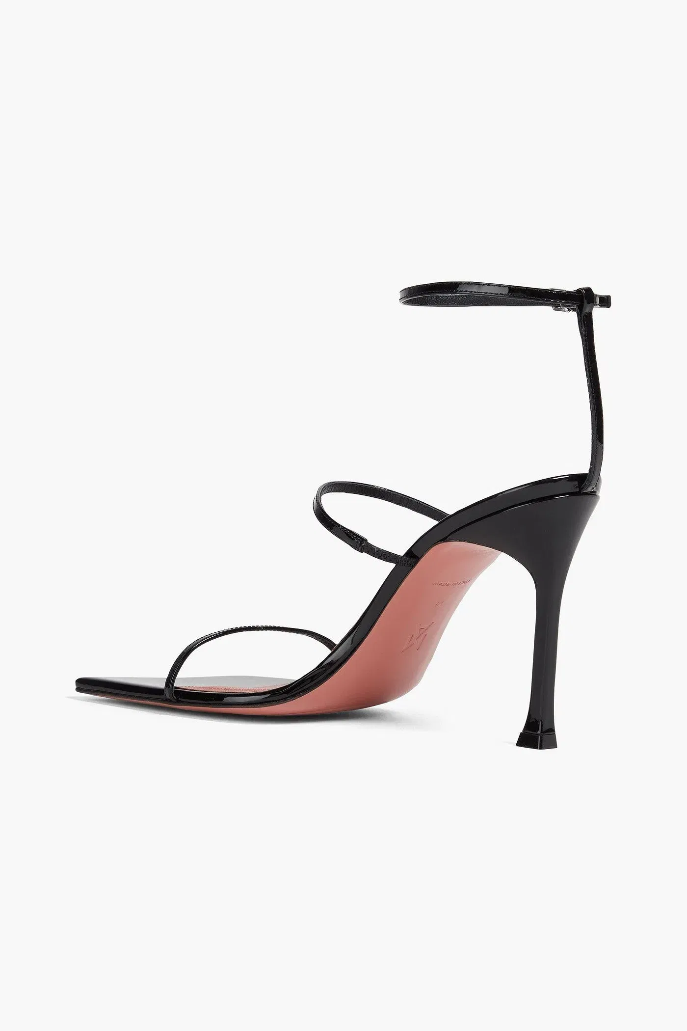 Amina Muaddi Maya Patent-Leather Sandals Black Women's