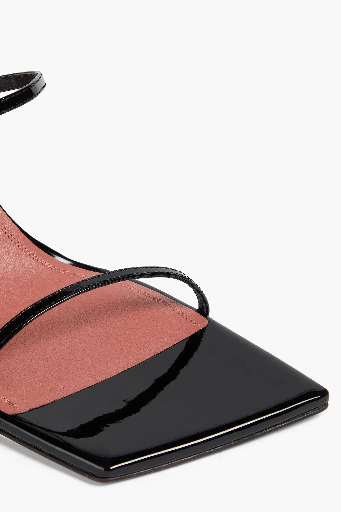 Amina Muaddi Maya Patent-Leather Sandals Black Women's