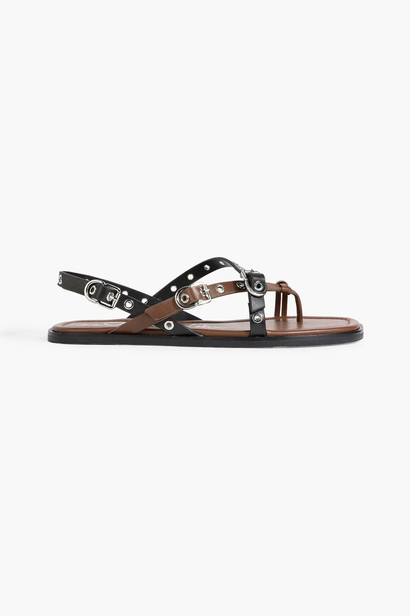 3.1 Phillip Lim Two-Tone Leather Slingback Sandals Black Women's