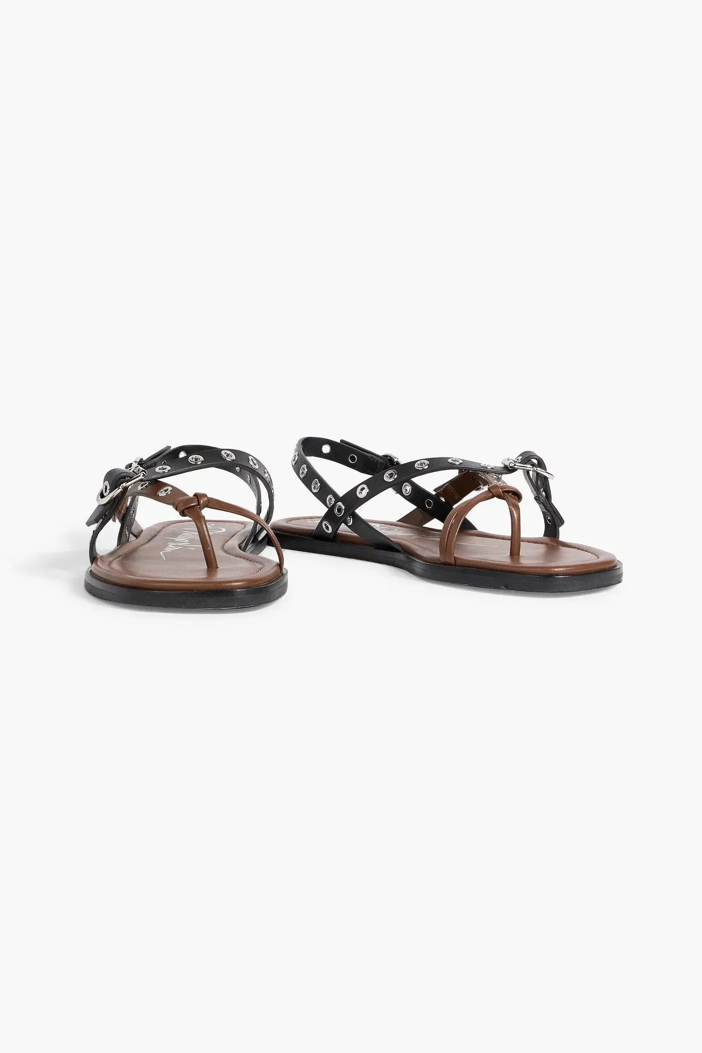 3.1 Phillip Lim Two-Tone Leather Slingback Sandals Black Women's