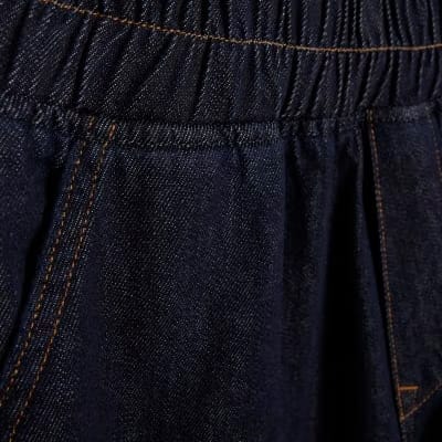Blue Pull On Barrel Leg Jeans