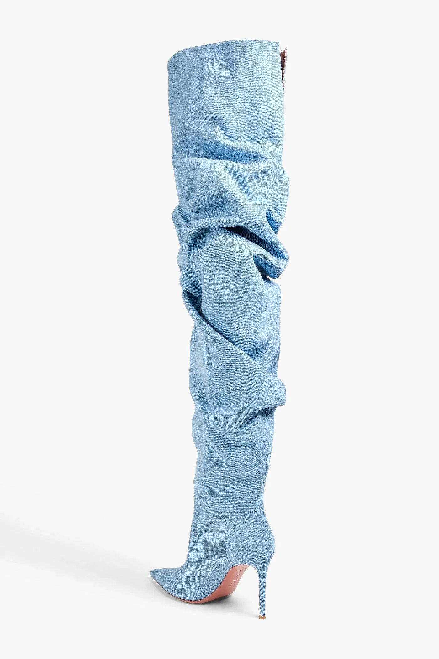 Amina Muaddi Jahleel Denim Thigh Boots Light Denim Women's