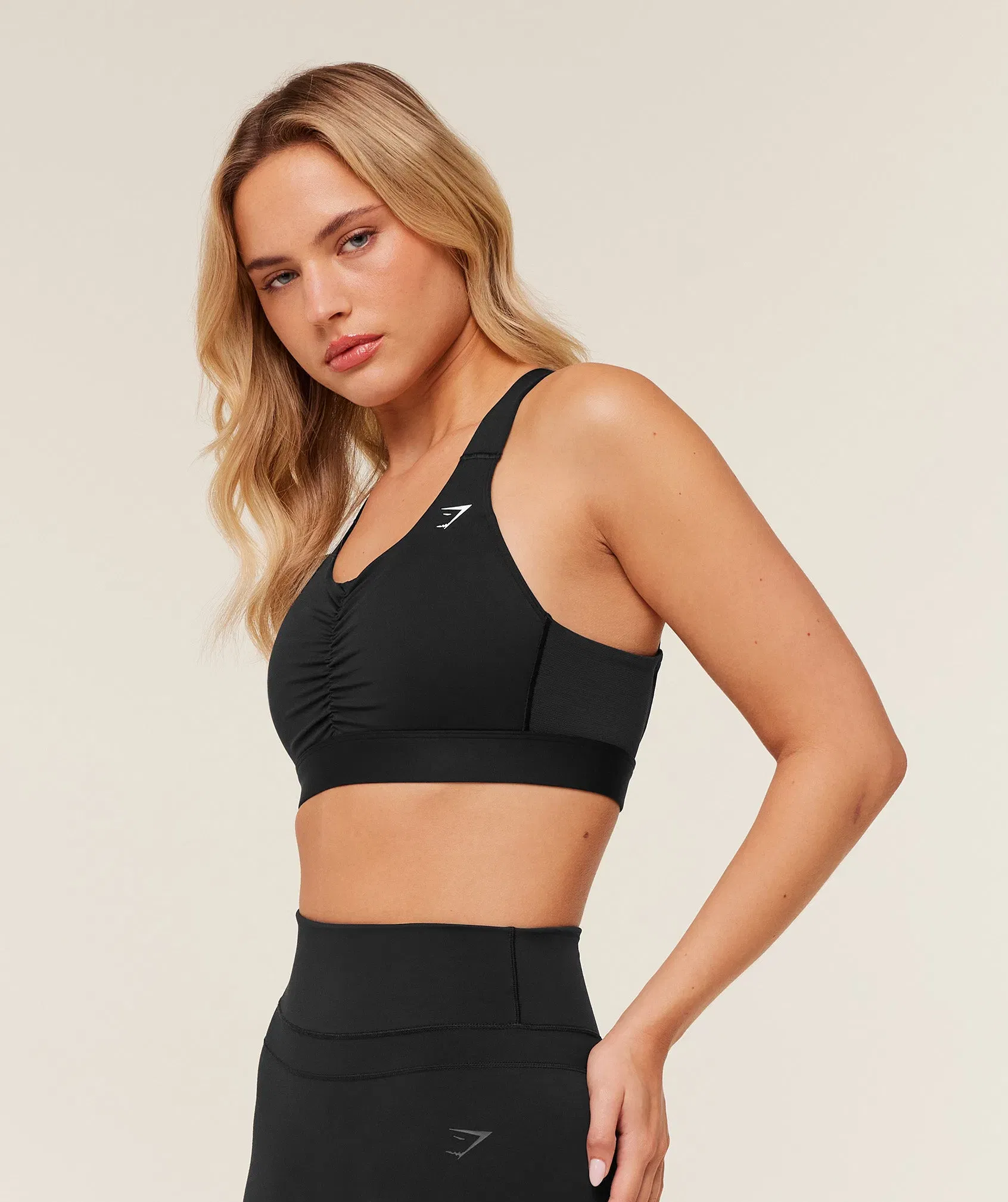 Gymshark High Support Ruched Sports Bra - GS Black