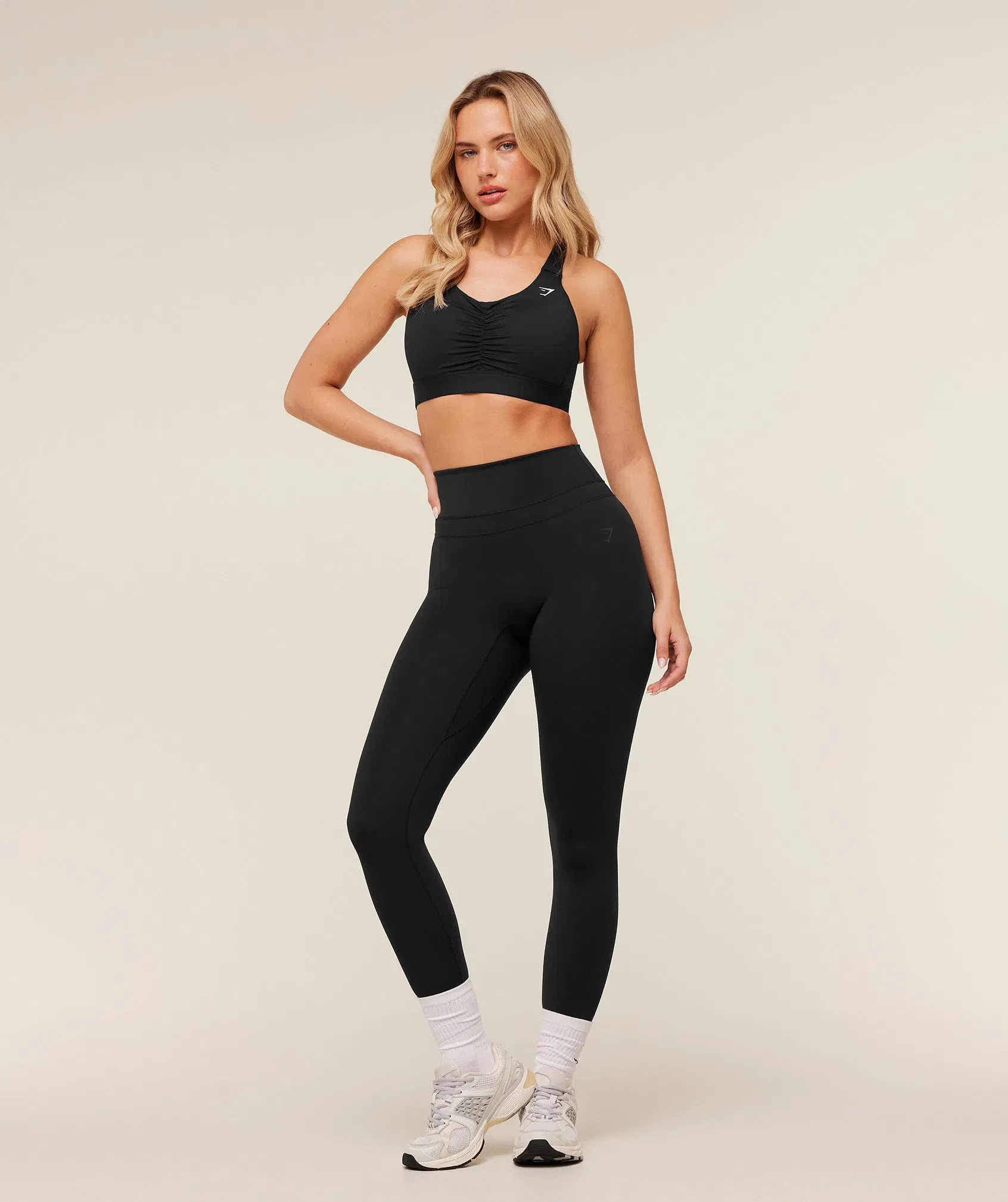 Gymshark High Support Ruched Sports Bra - GS Black