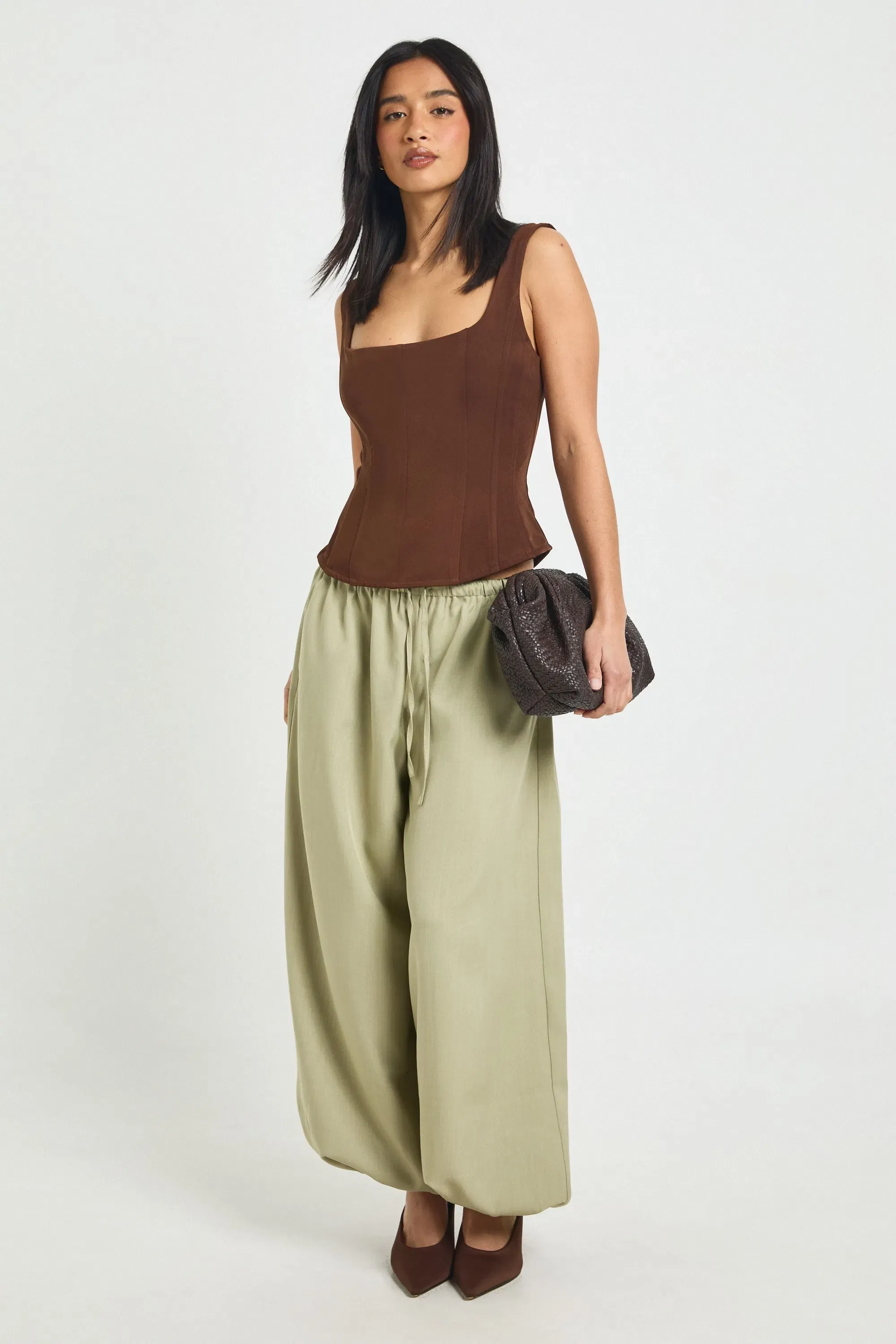 Petite Structured Crepe Corset Top