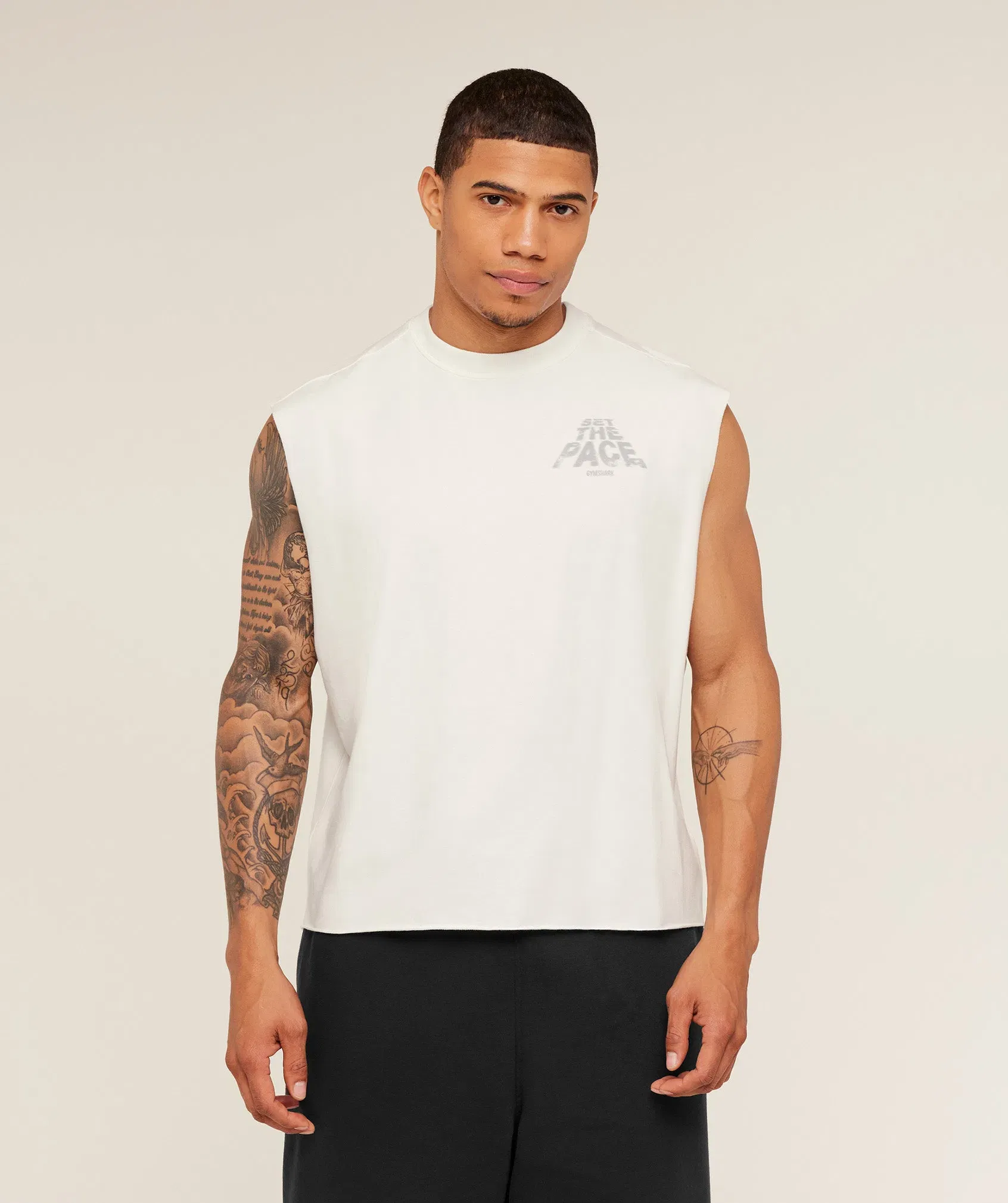 Gymshark Set The Pace Tank - GS Soft White