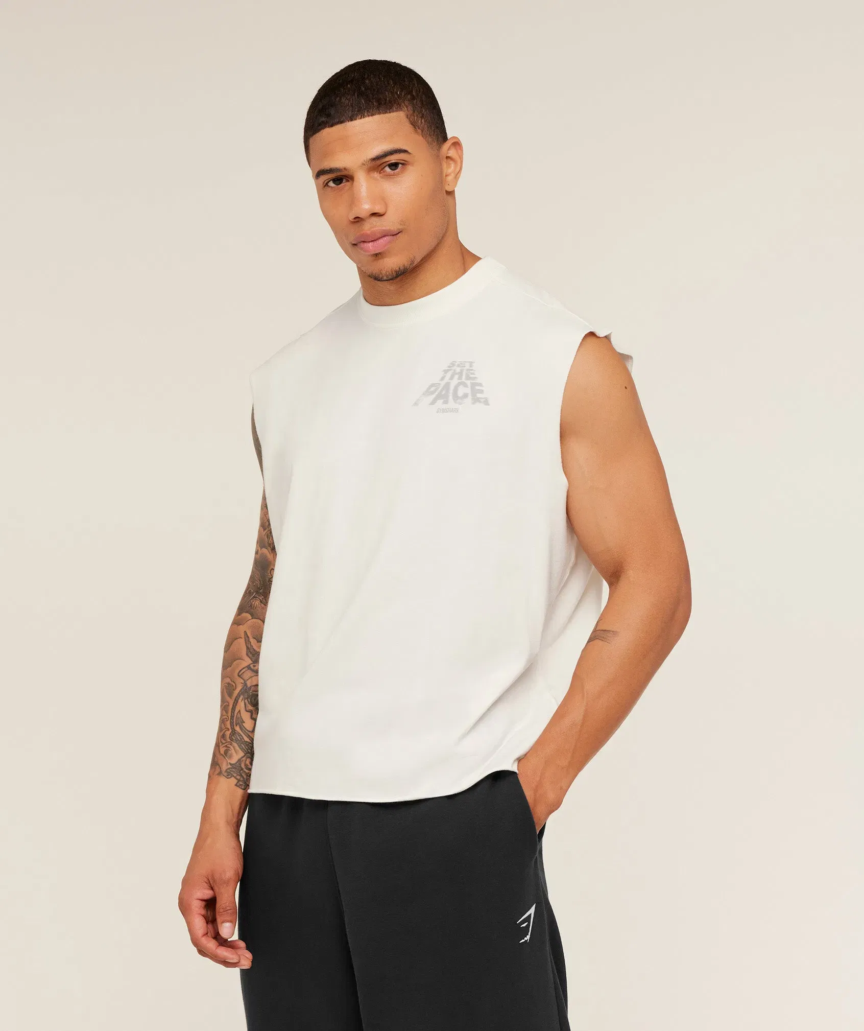 Gymshark Set The Pace Tank - GS Soft White