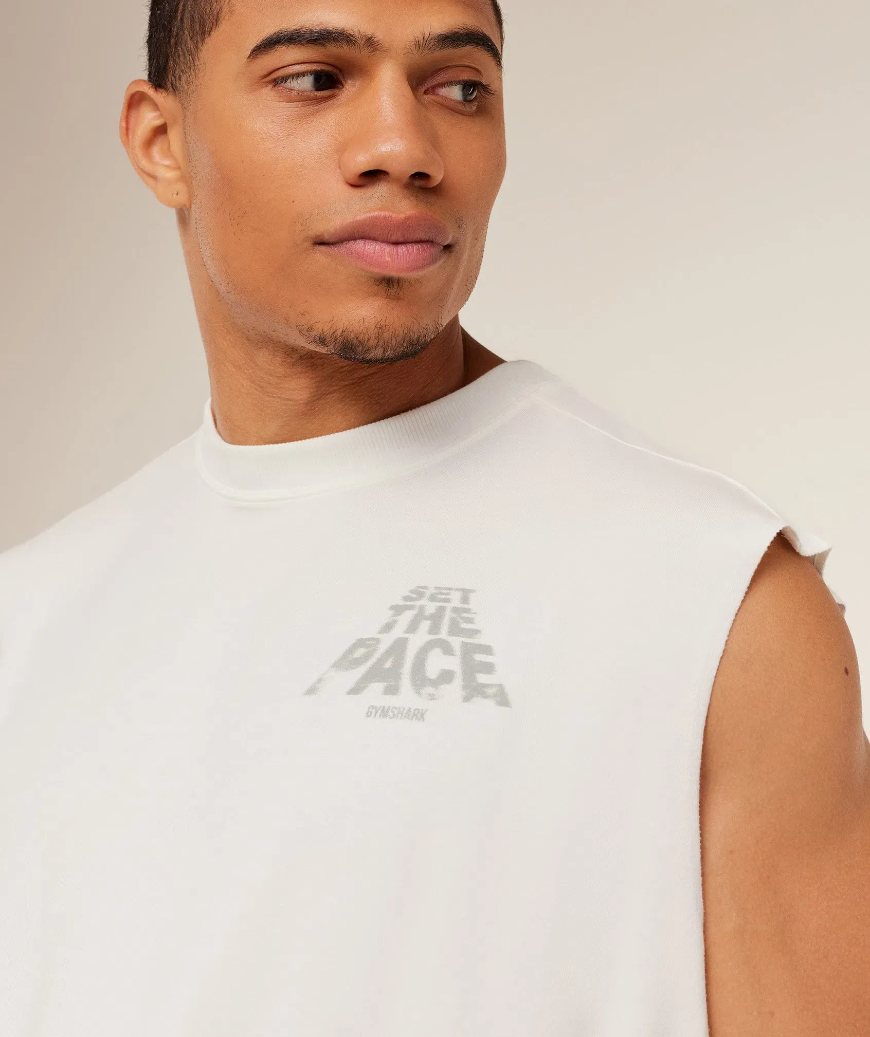 Gymshark Set The Pace Tank - GS Soft White