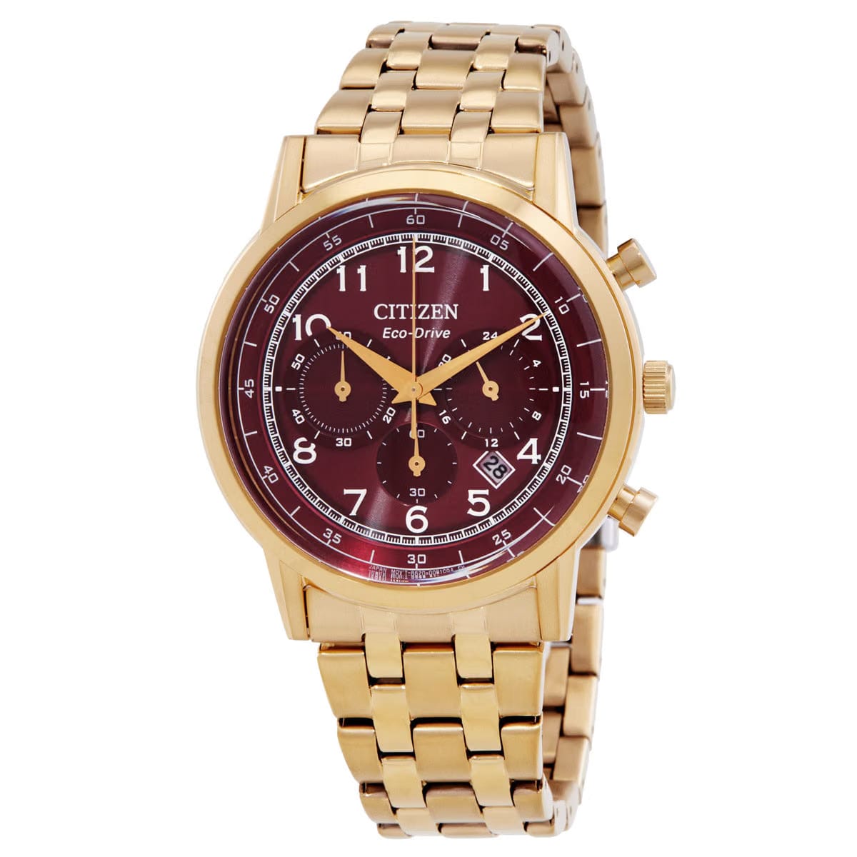 Citizen Eco-Drive Chronograph Red Dial Mens Watch