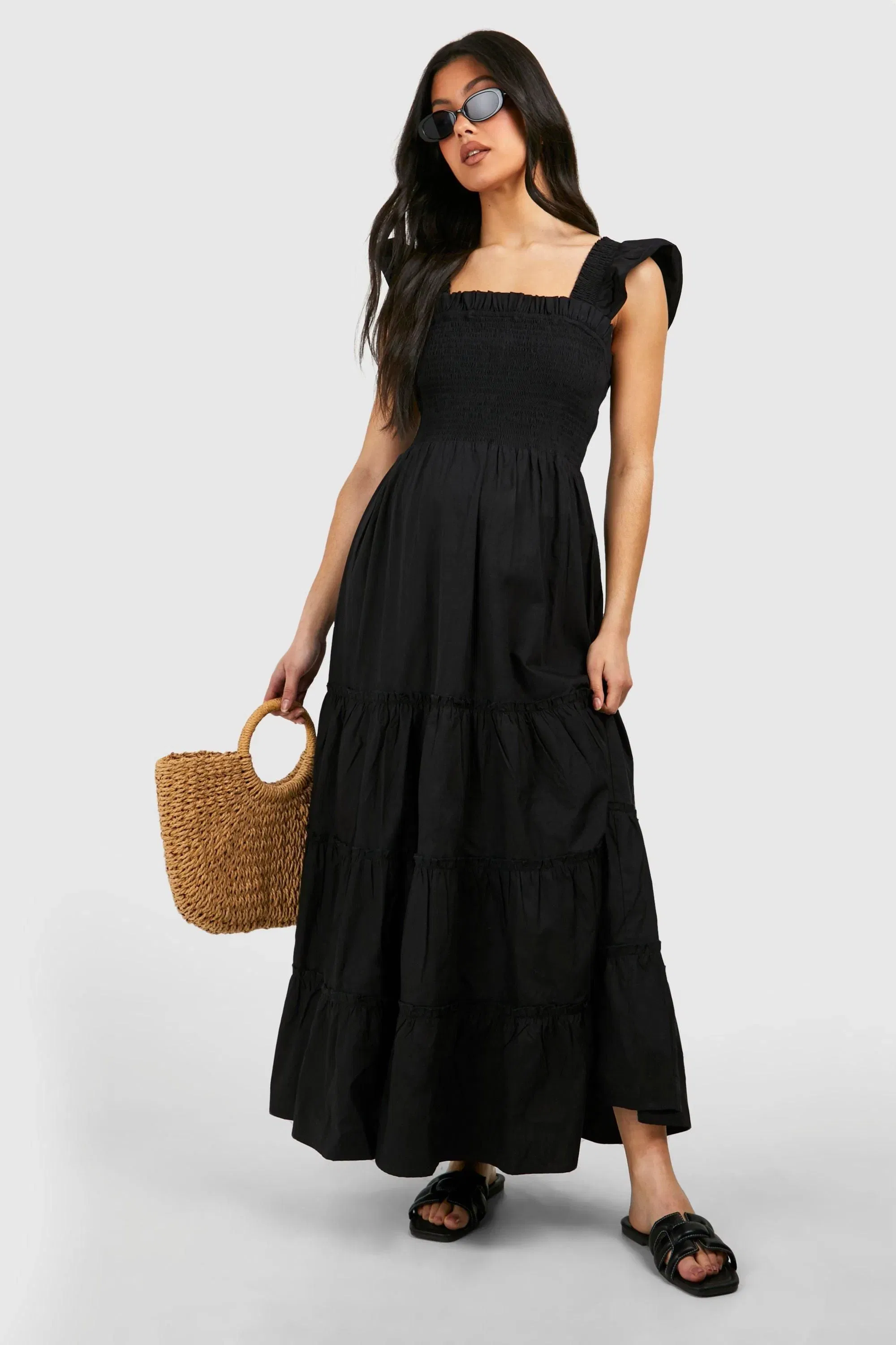 Maternity Frill Sleeve Midaxi Dress