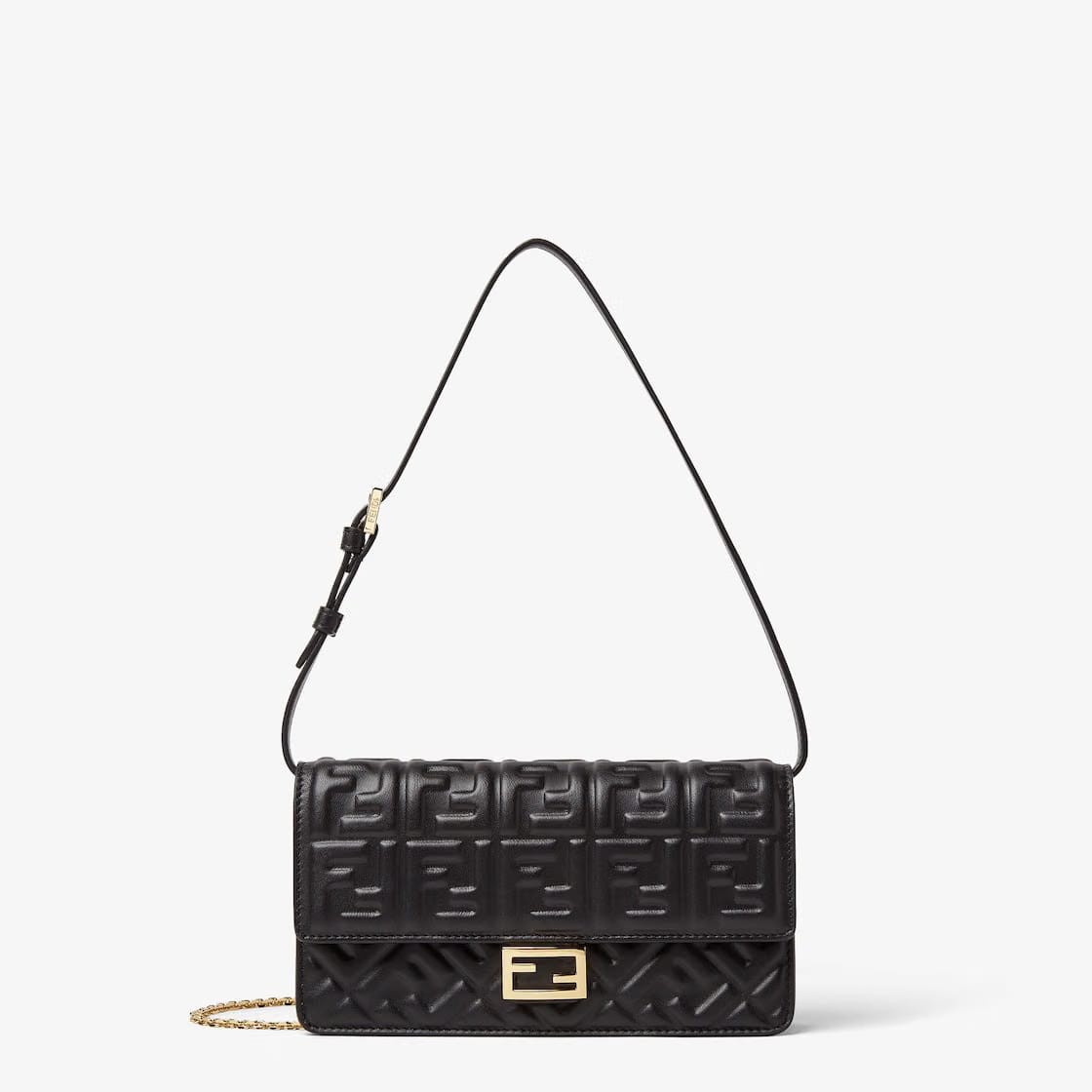 Wallet On Chain Baguette Black nappa leather wallet