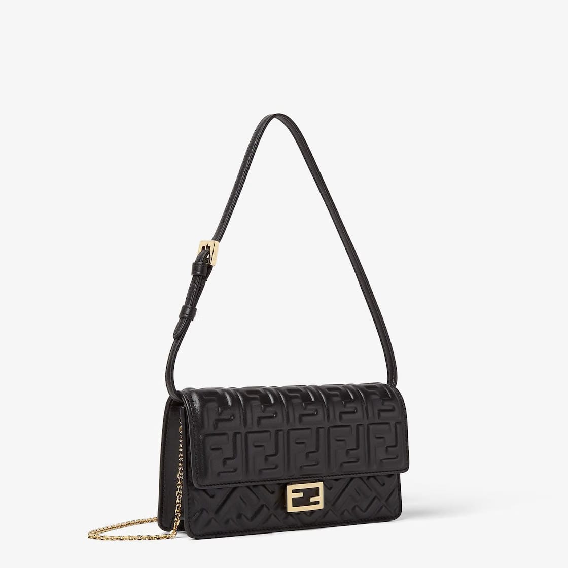 Wallet On Chain Baguette Black nappa leather wallet