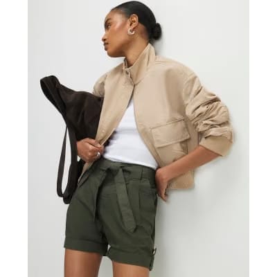 Khaki Belted Shorts